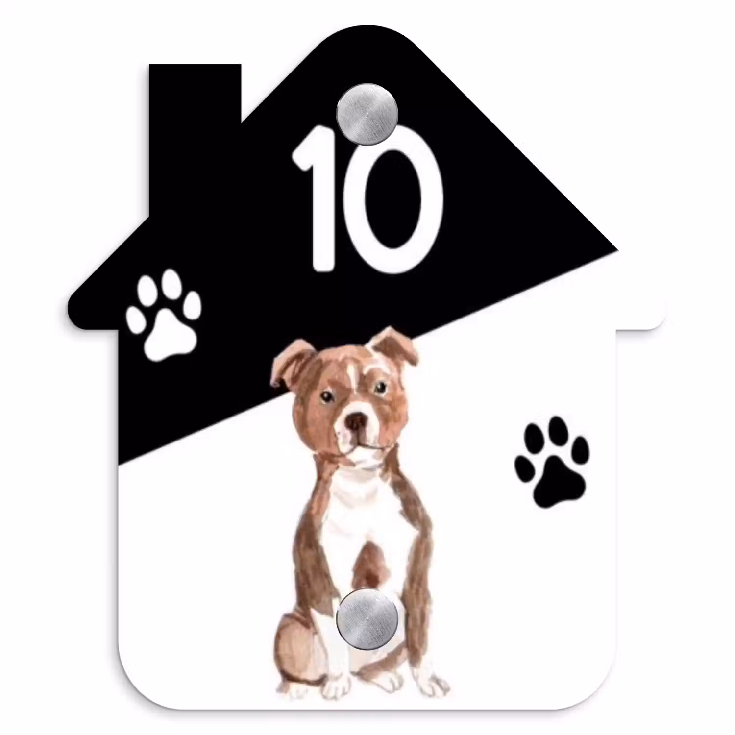 Zwart wit - Huisdier - Staffordshire bullterriër Naambord Huisje klein -3d