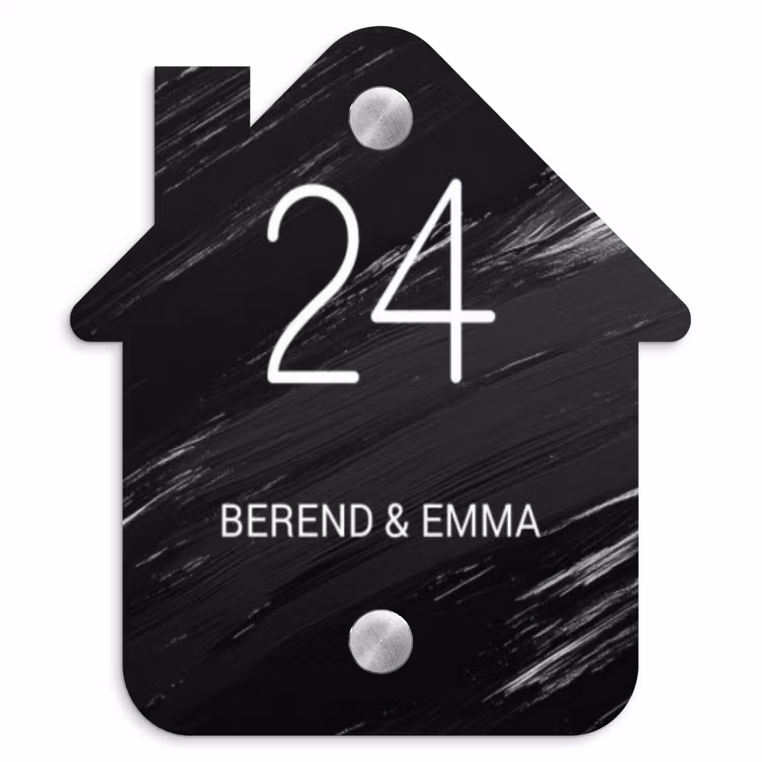 Zwart verftextuur - Klassiek Naambord Huisje klein -3d