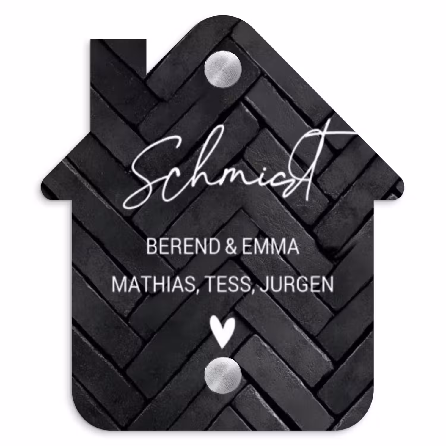 Zwarte tegels - Sierlijk Naambord Huisje klein -3d