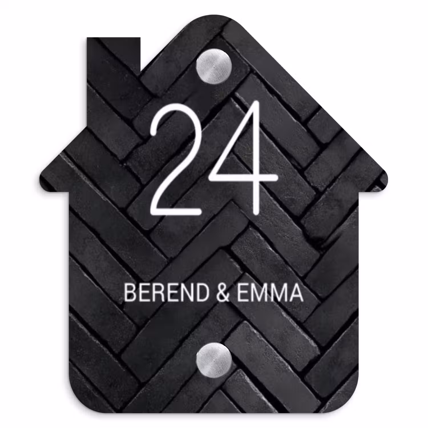 Zwarte tegels - Klassiek Naambord Huisje klein -3d