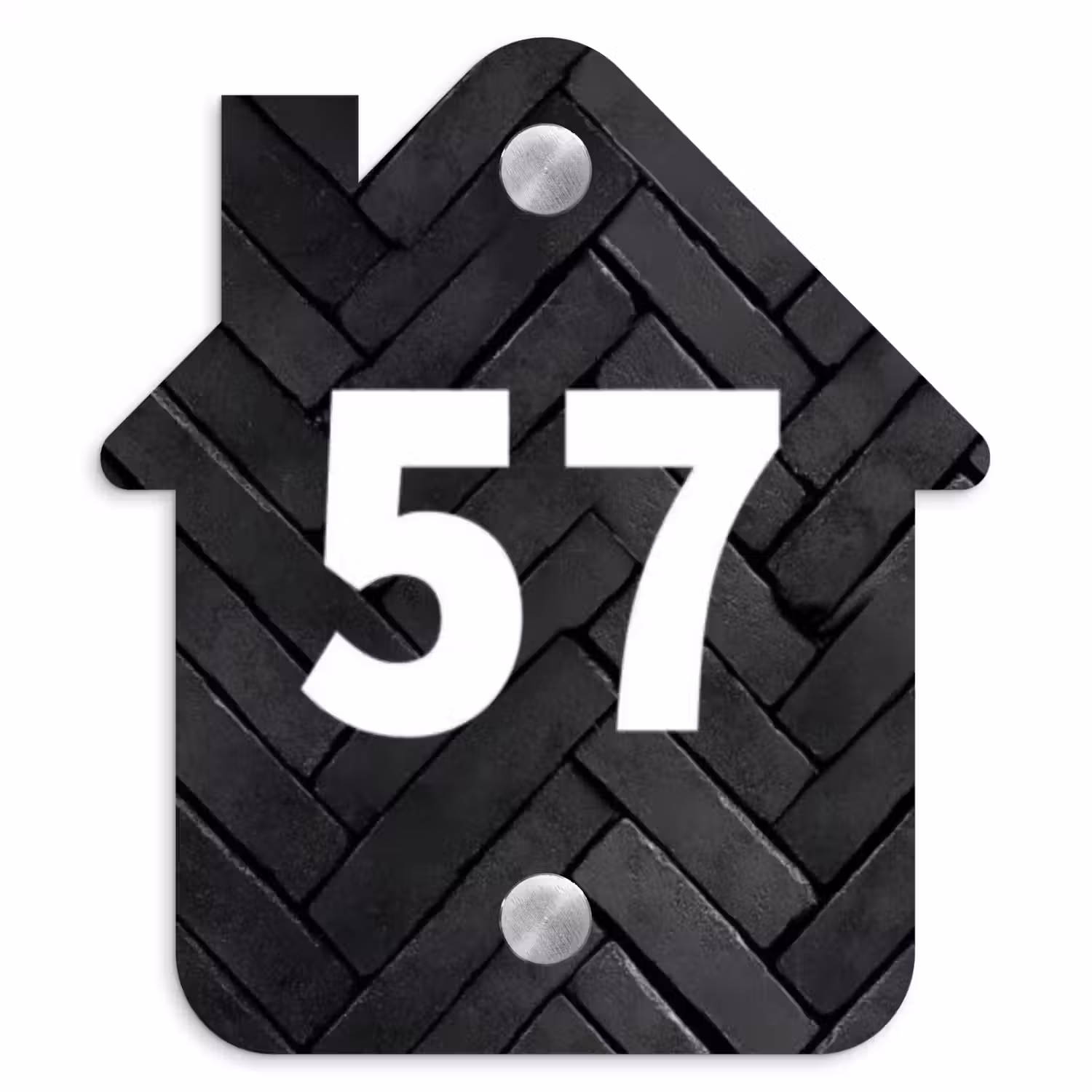 Zwarte tegels - Traditioneel Naambord Huisje klein -3d