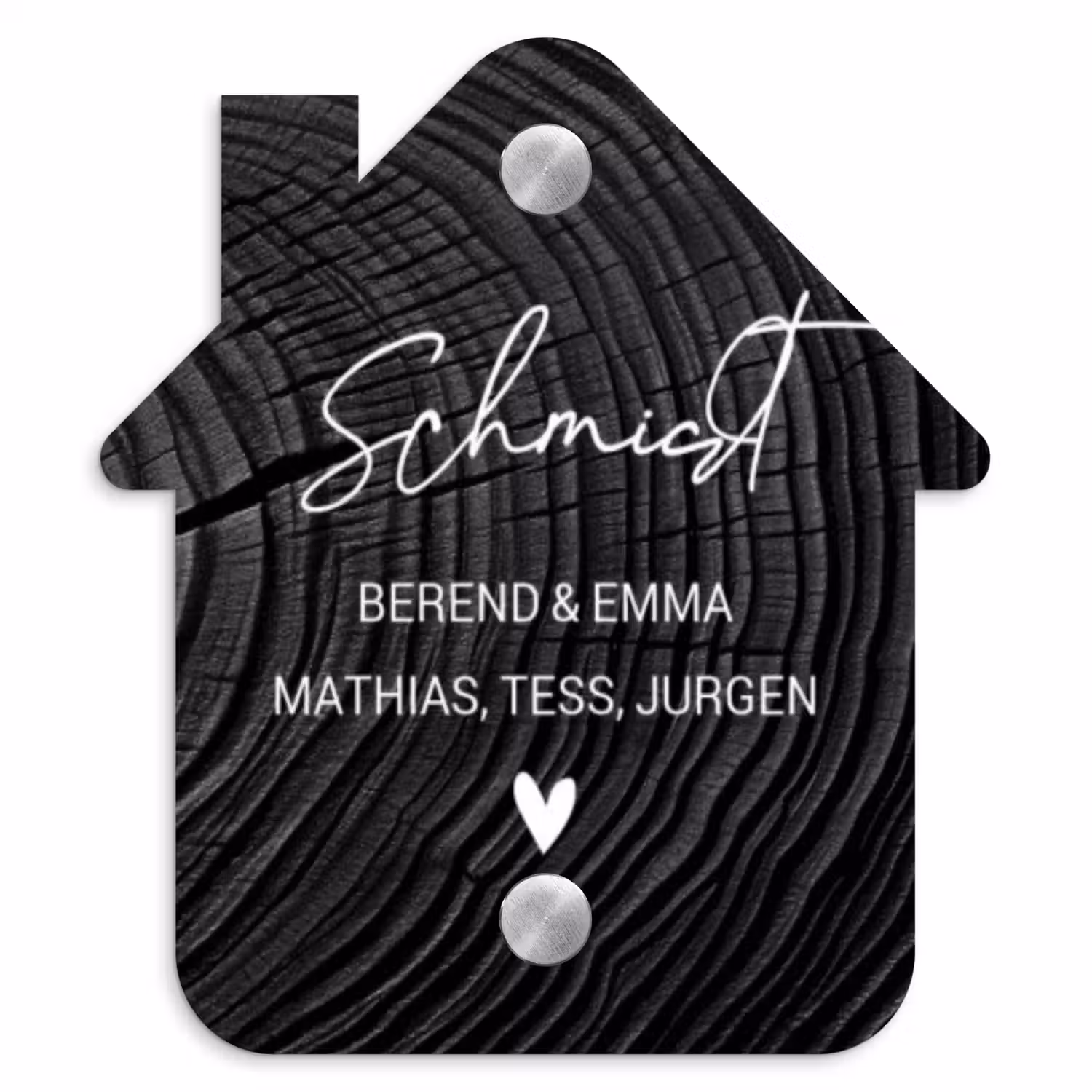 Zwarte houten nerf - Sierlijk Naambord Huisje klein -3d