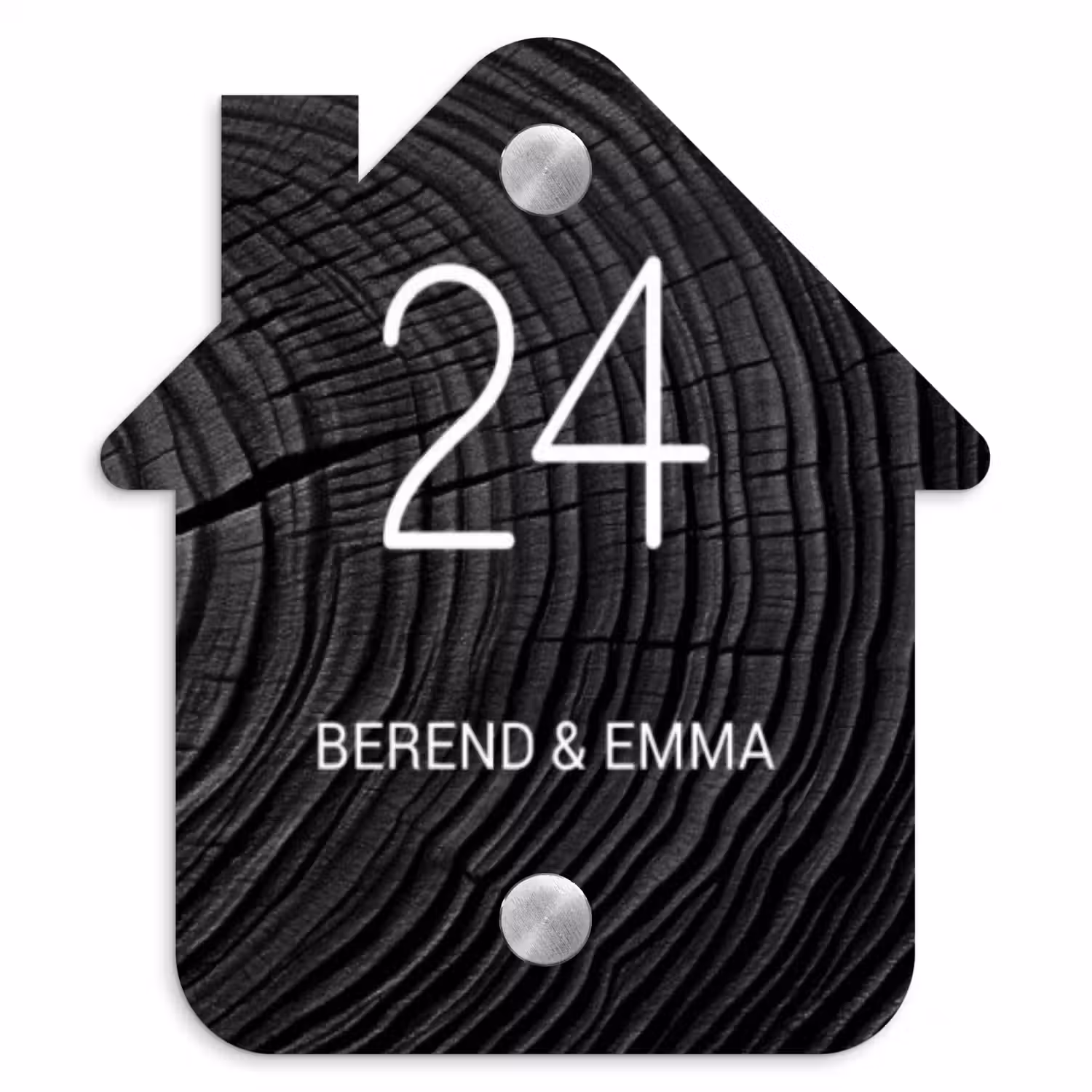 Zwarte houten nerf - Klassiek Naambord Huisje klein -3d