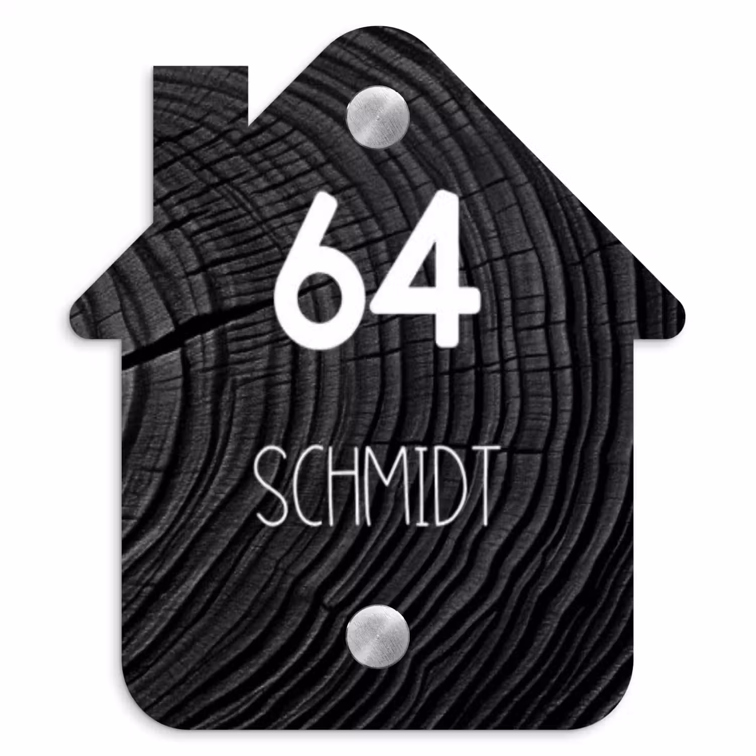 Zwarte houten nerf - Modern Naambord Huisje klein -3d
