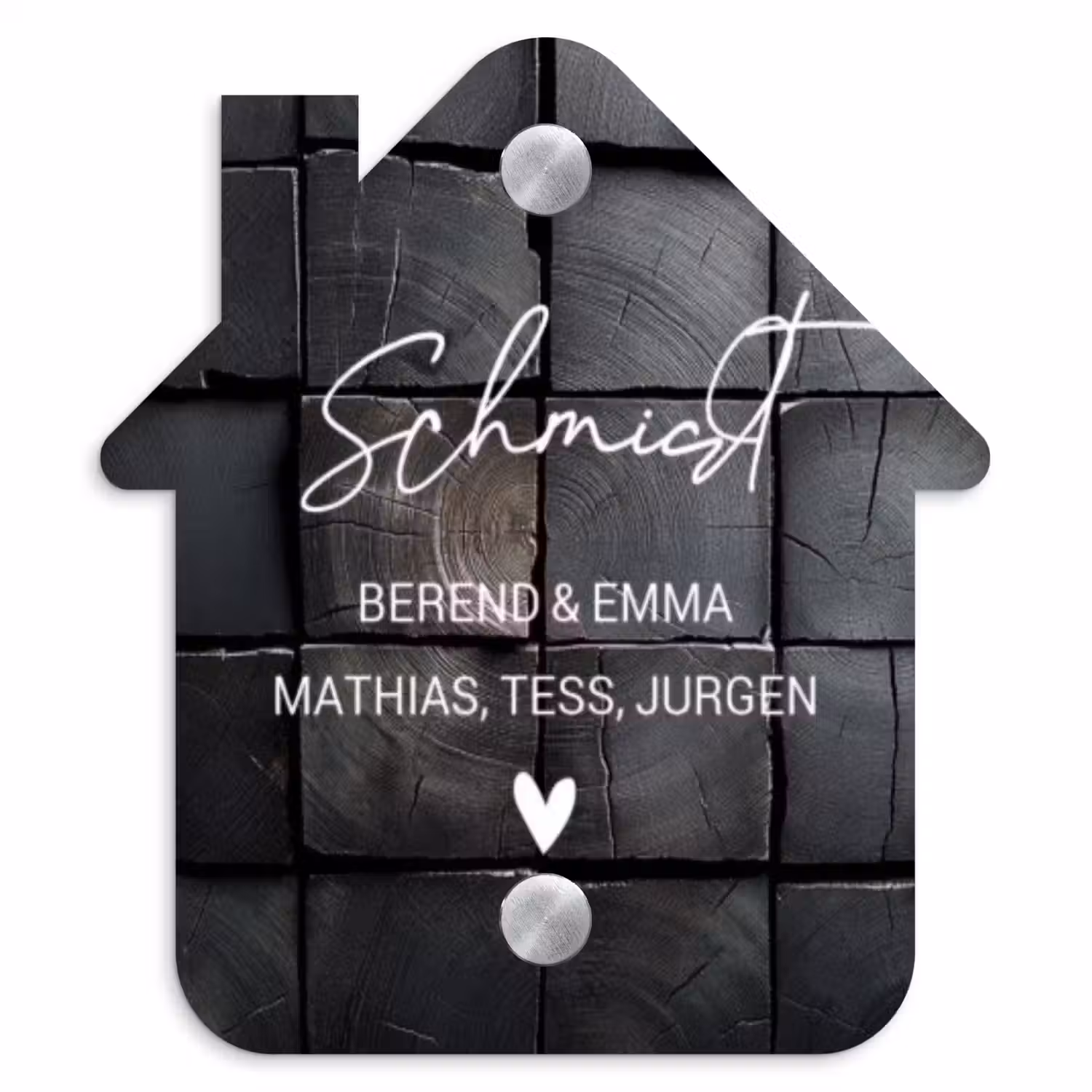 Zwarte houtblokken - Sierlijk Naambord Huisje klein -3d