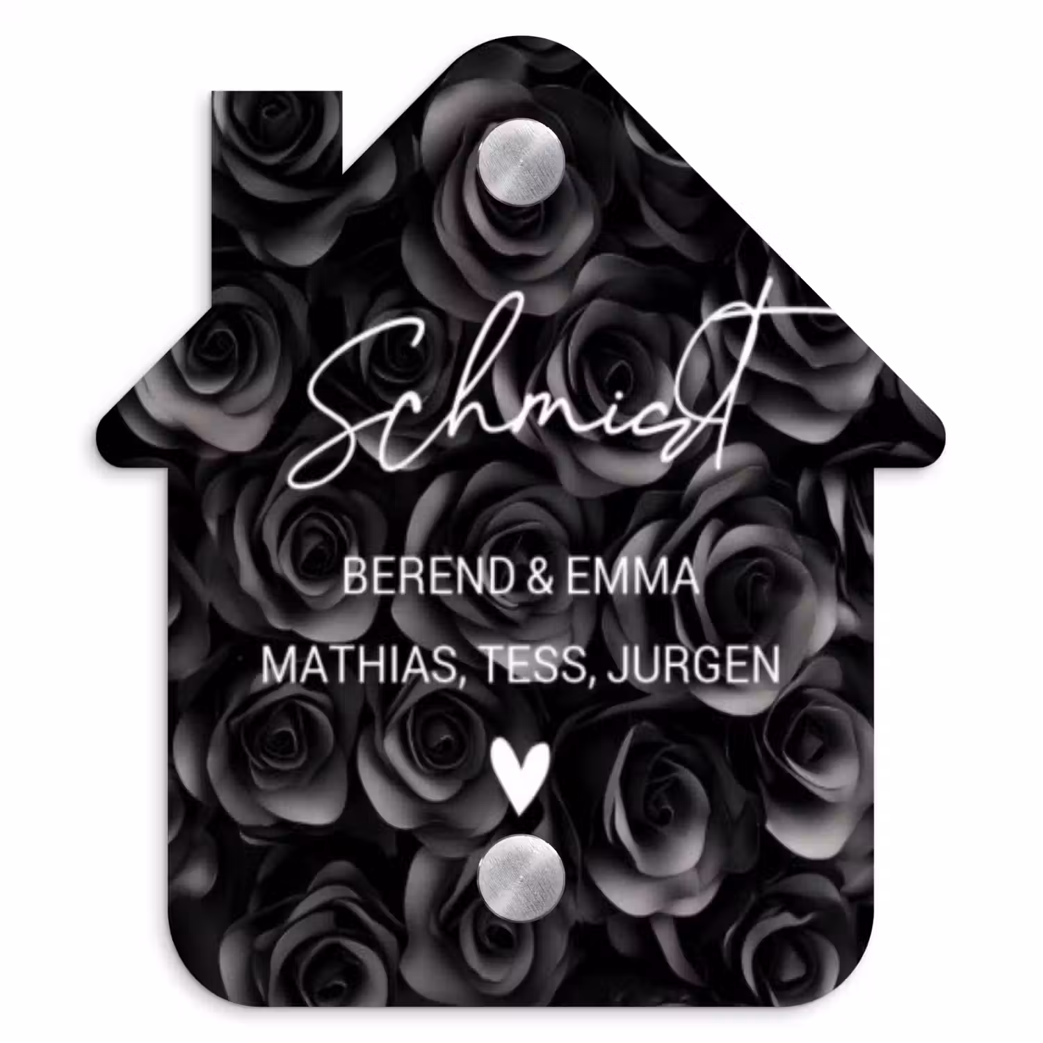 Zwarte rozen - Sierlijk Naambord Huisje klein -3d