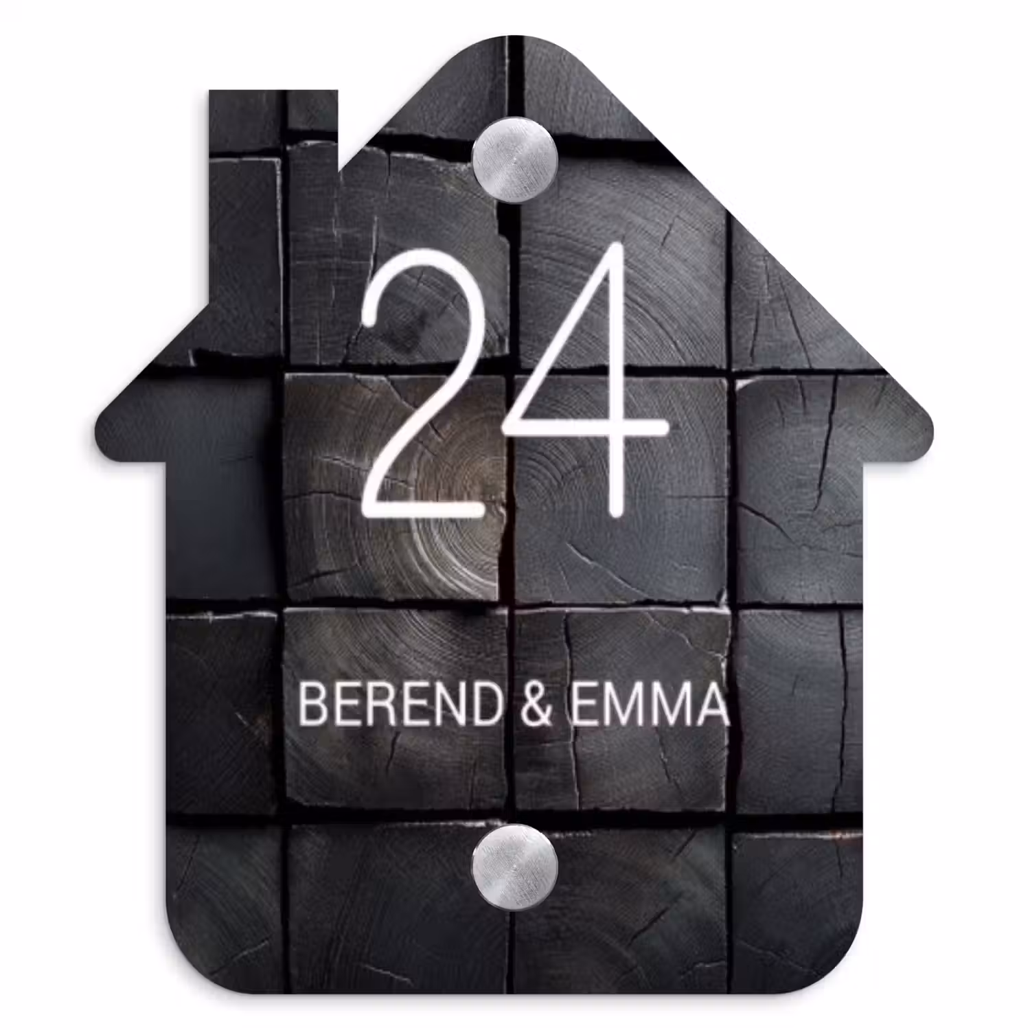 Zwarte houtblokken - Klassiek Naambord Huisje klein -3d