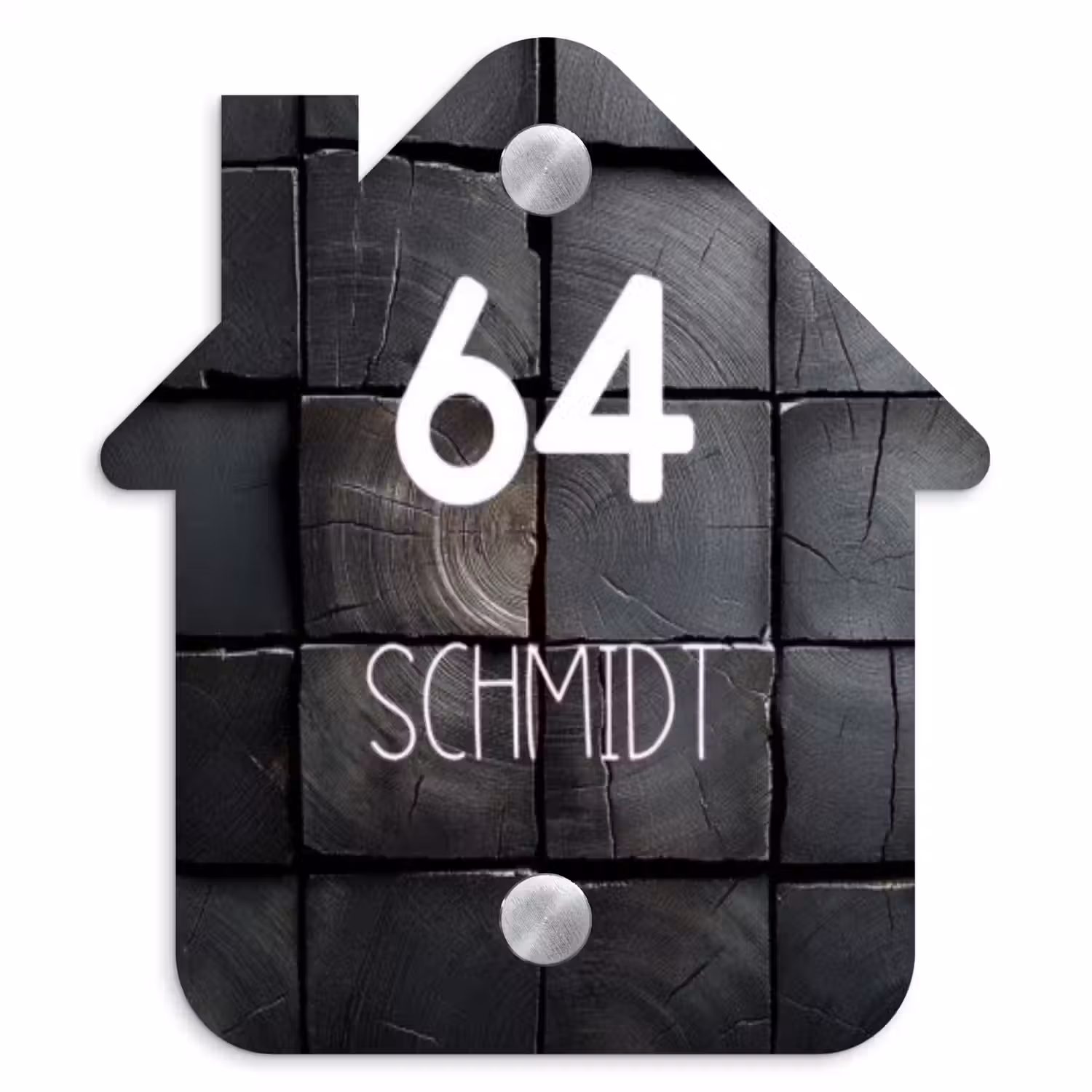 Zwarte houtblokken - Modern Naambord Huisje klein -3d