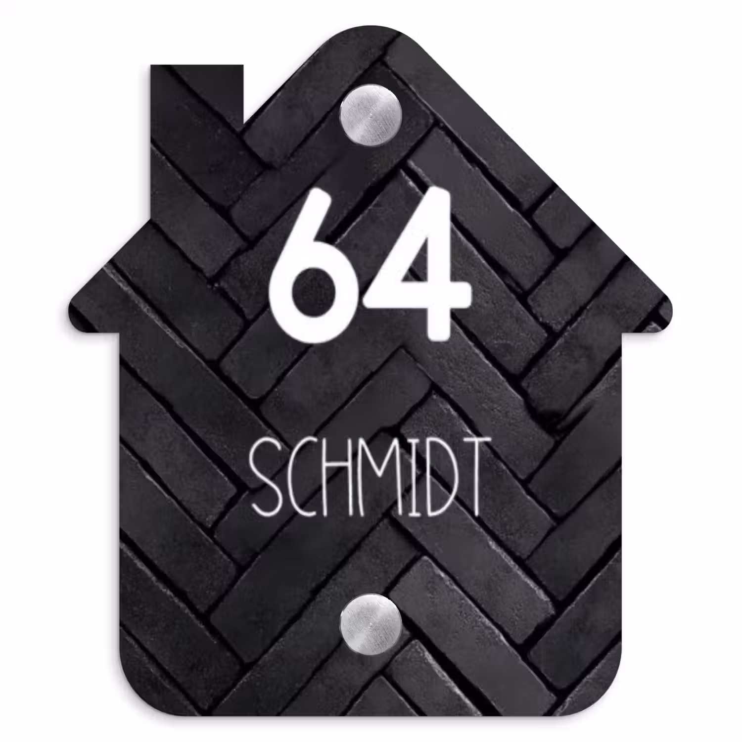 Zwarte stenen - Modern Naambord Huisje klein -3d