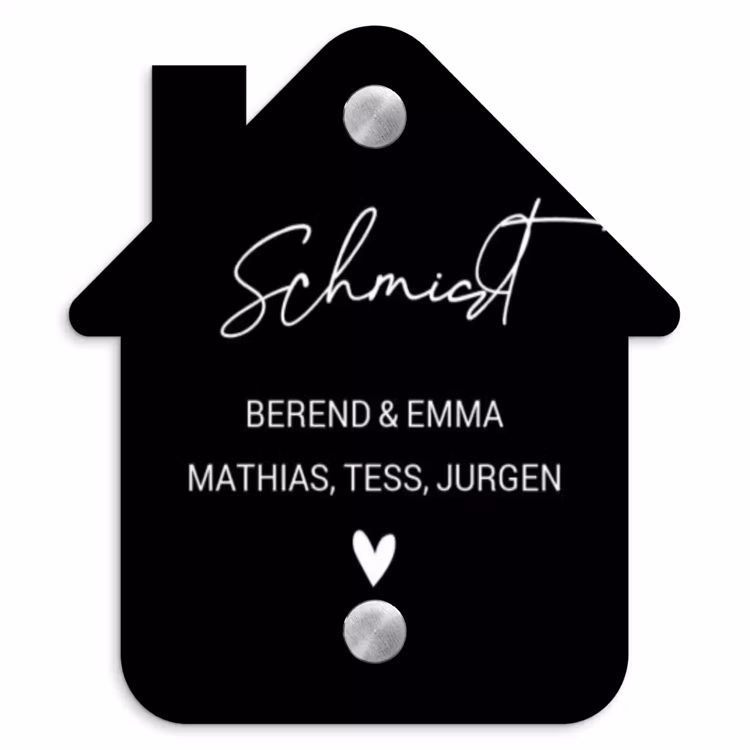 Zwart vlak - Sierlijk Naambord Huisje klein -3d