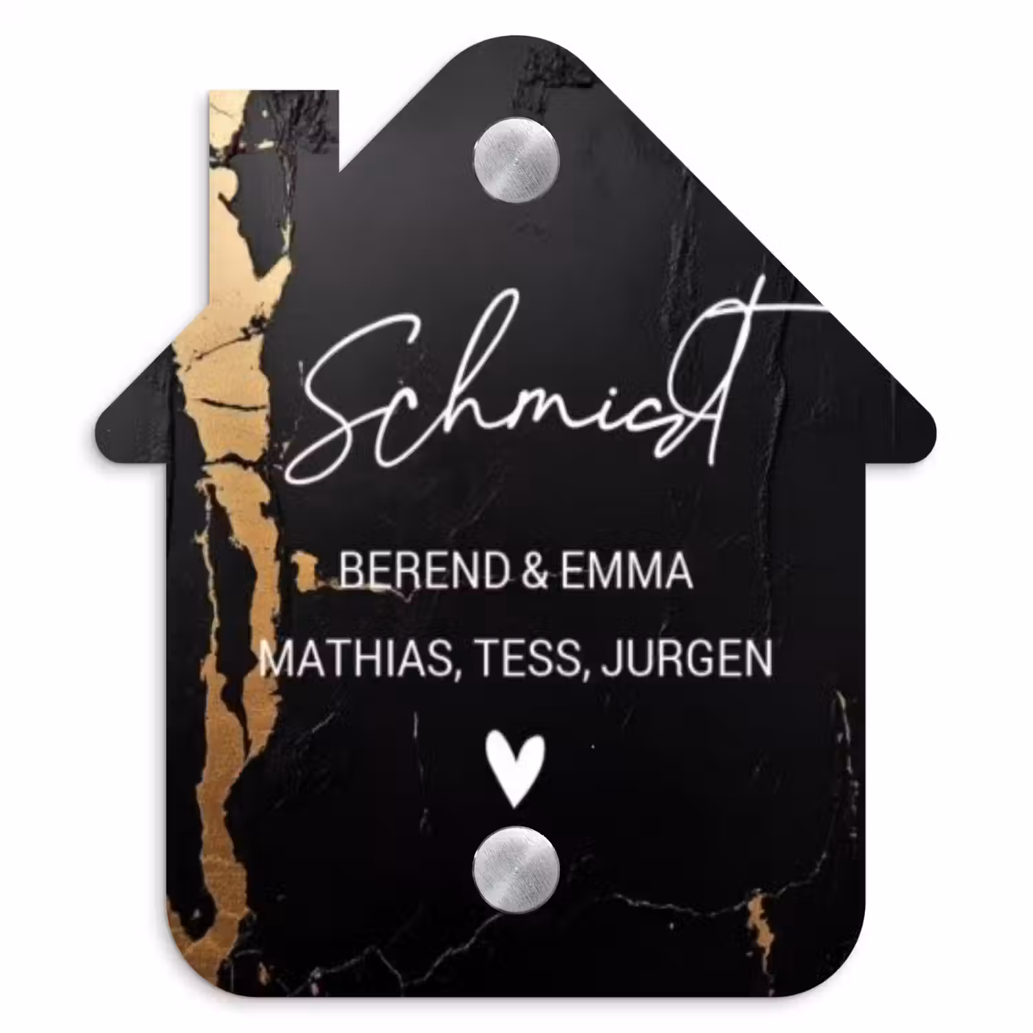 Zwart goud structuur - Sierlijk Naambord Huisje klein -3d