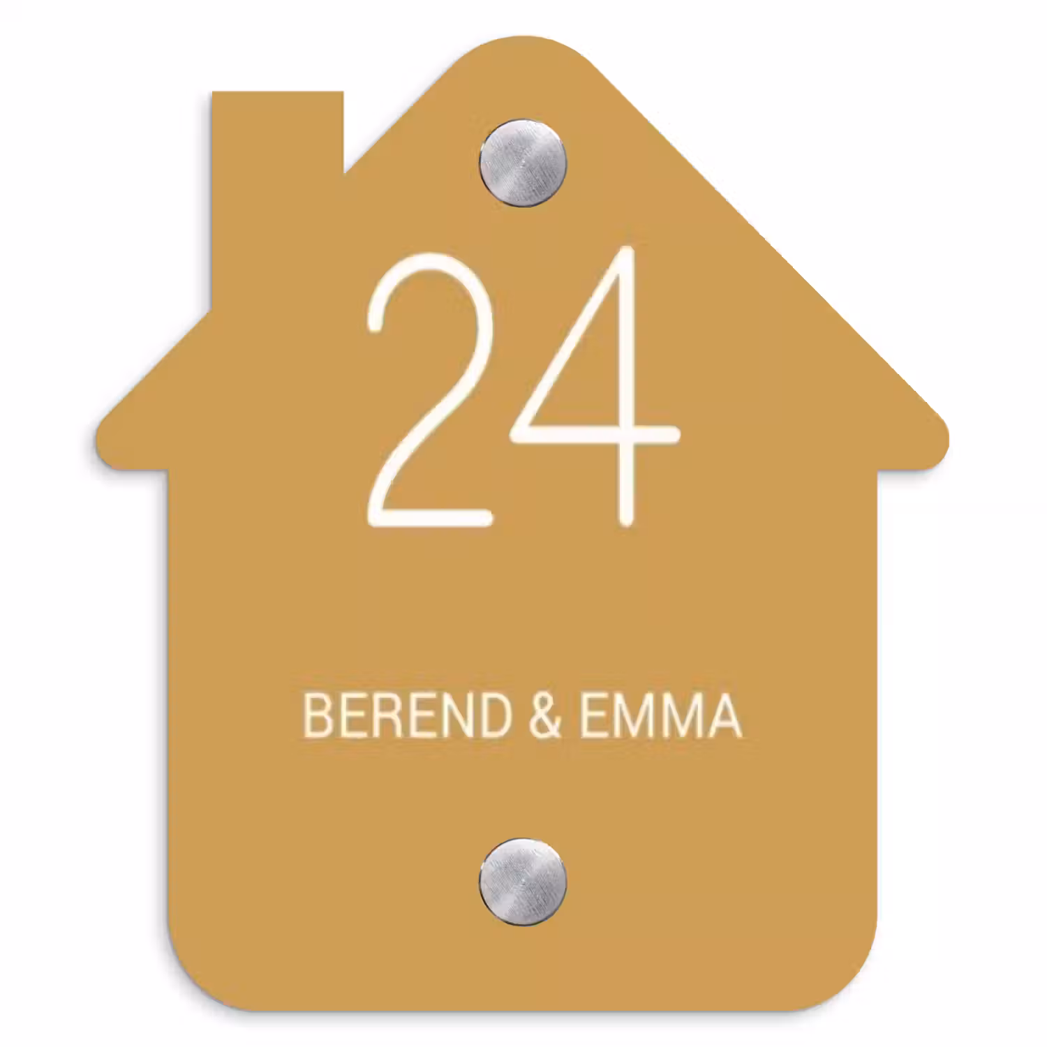 Mosterdgeel - Klassiek Naambord Huisje klein -3d