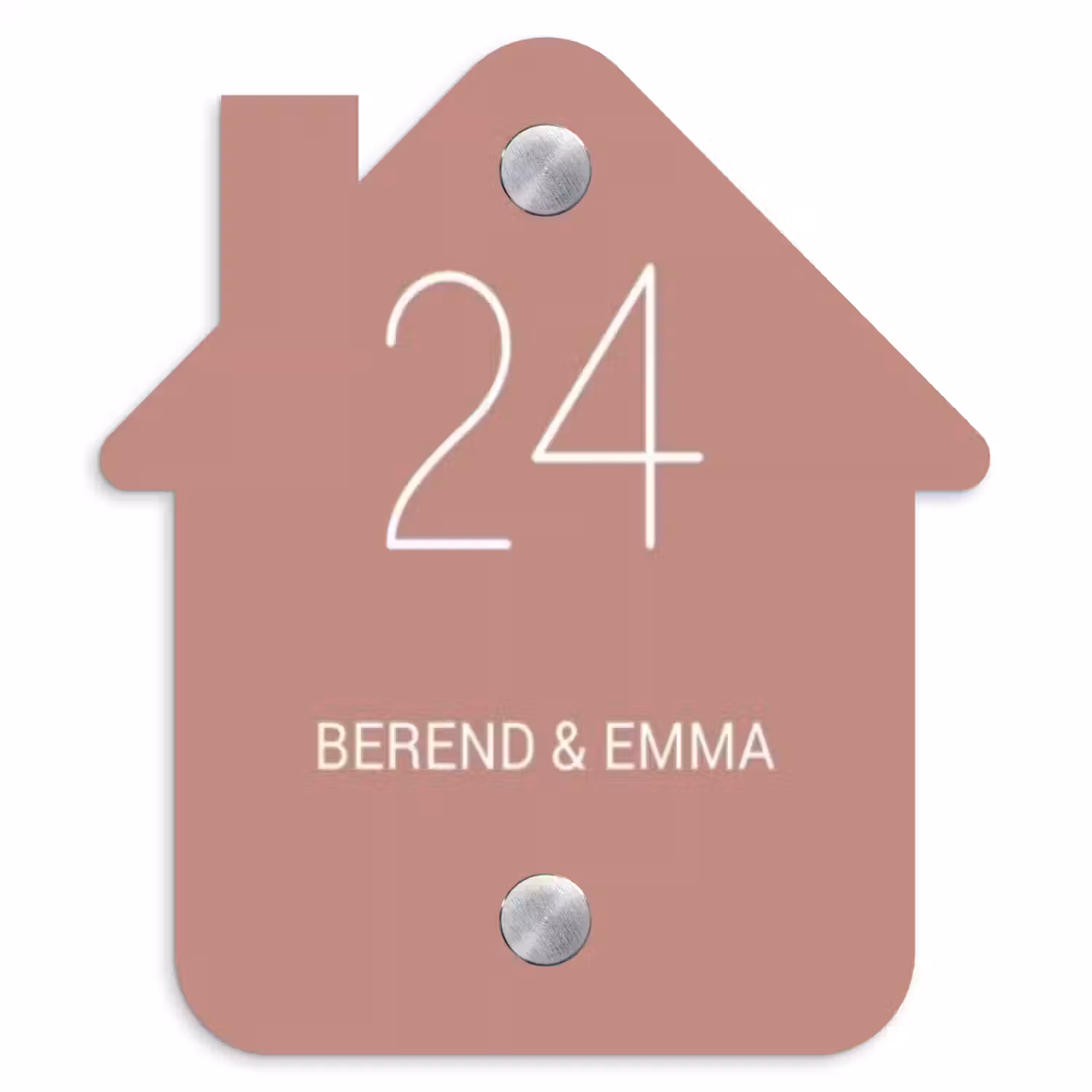 Effen oudroze - Klassiek Naambord Huisje klein -3d
