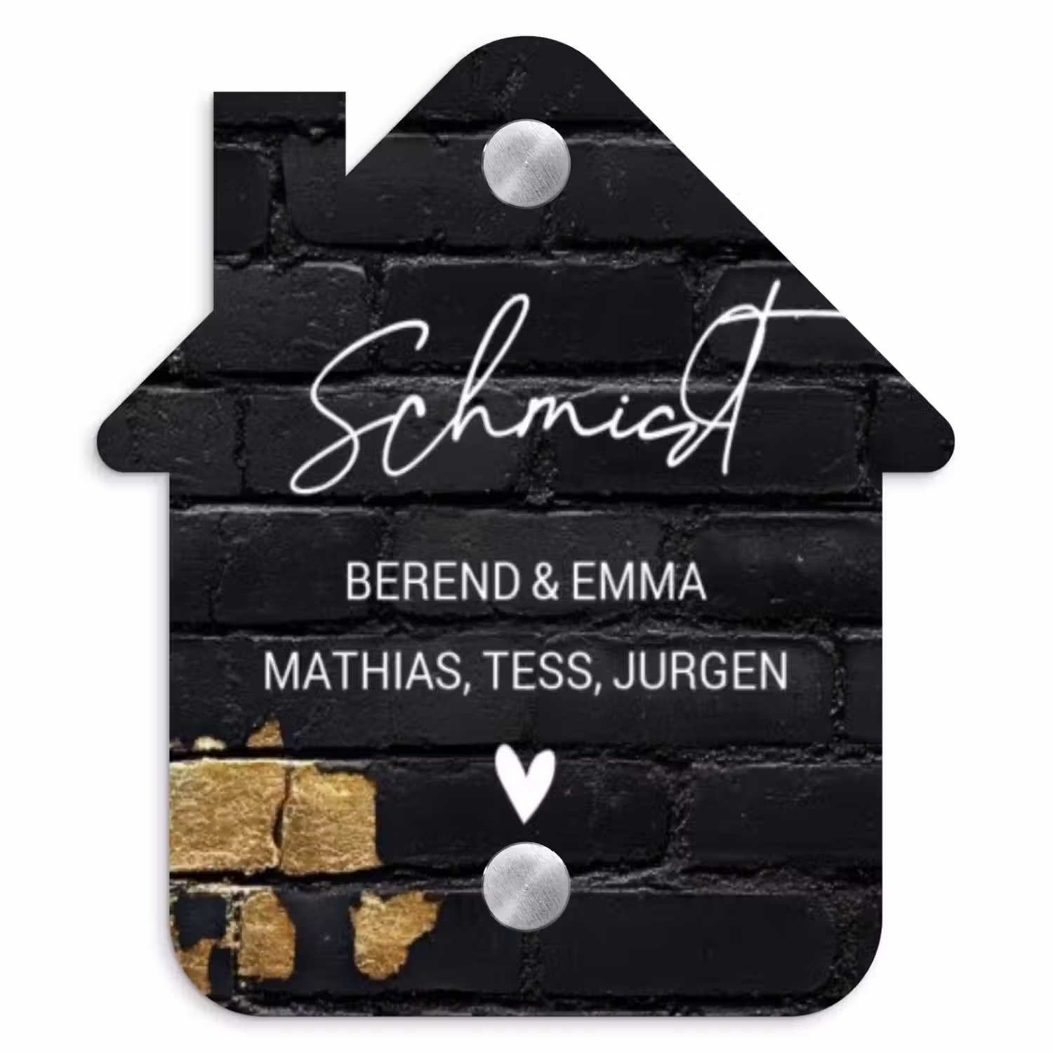 Stenen goud zwart - Sierlijk Naambord Huisje klein -3d