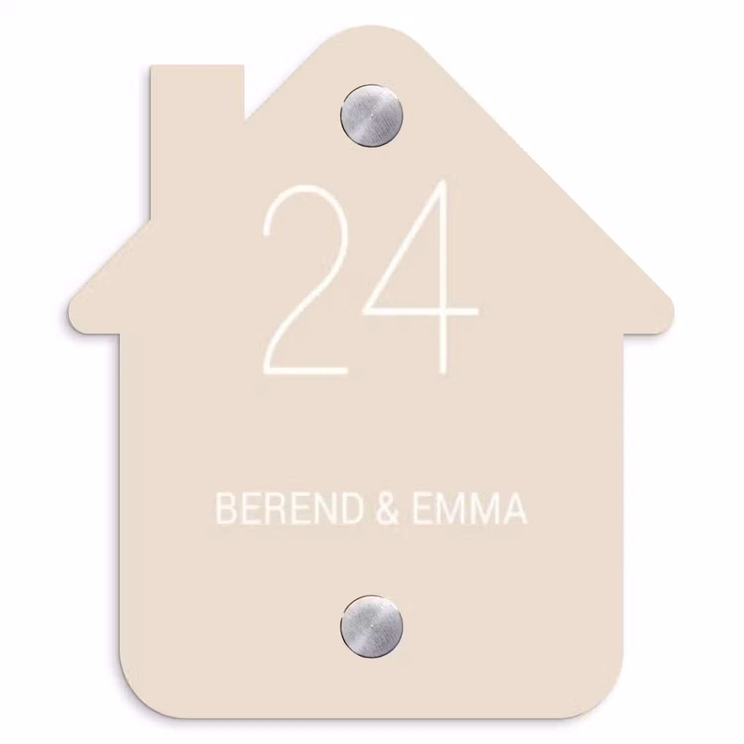 Effen - Beige - Klassiek Naambord Huisje klein -3d
