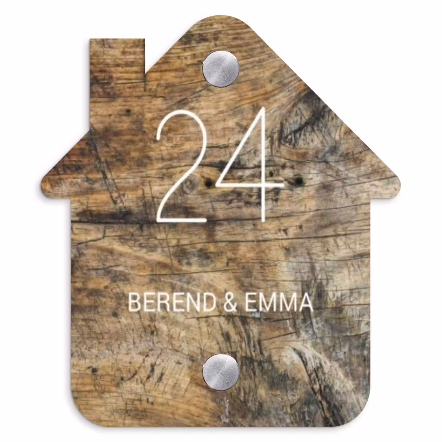 Verweerd hout - Klassiek Naambord Huisje klein -3d