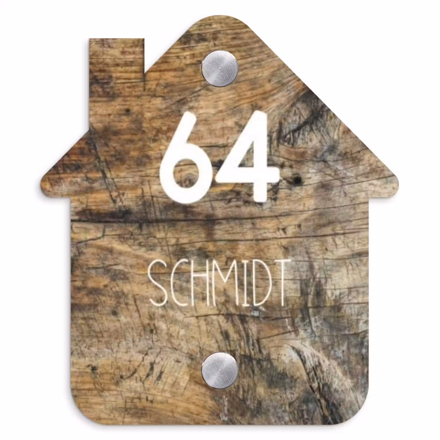 Verweerd hout - Modern Naambord Huisje klein -3d