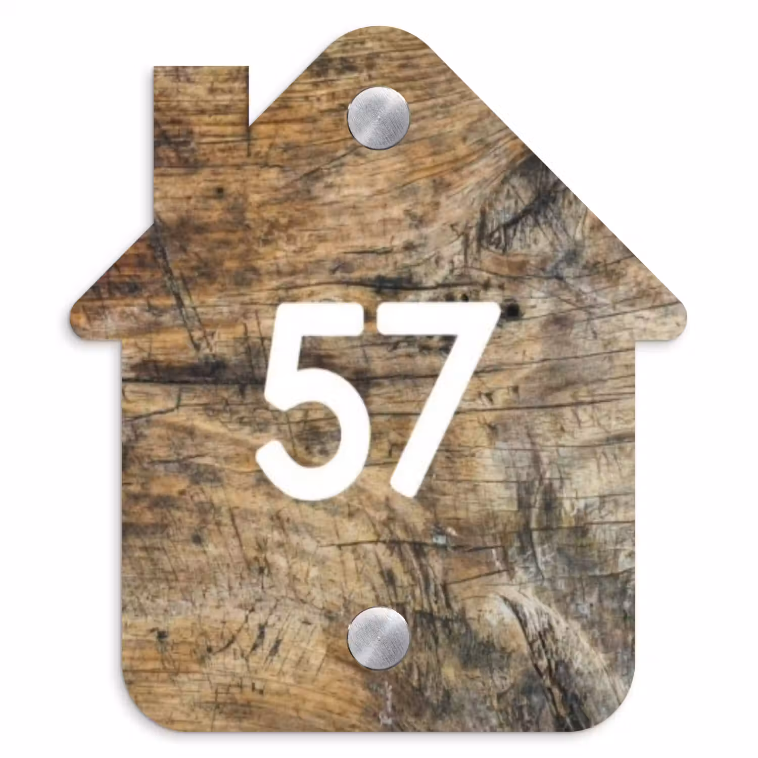 Verweerd hout - Traditioneel Naambord Huisje klein -3d