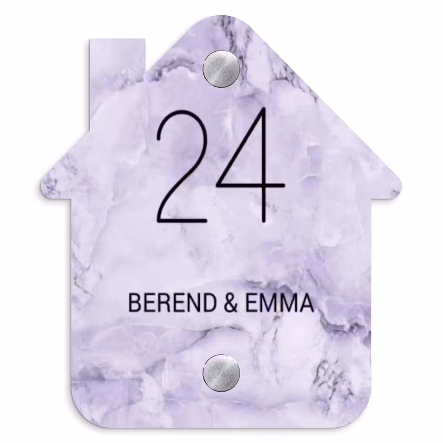 Paars marmer - Klassiek Naambord Huisje klein -3d