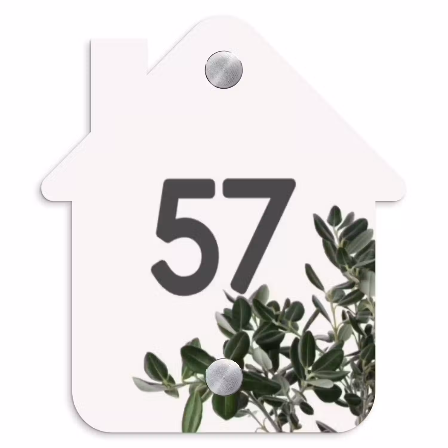 Wit met bladeren - Traditioneel Naambord Huisje klein -3d