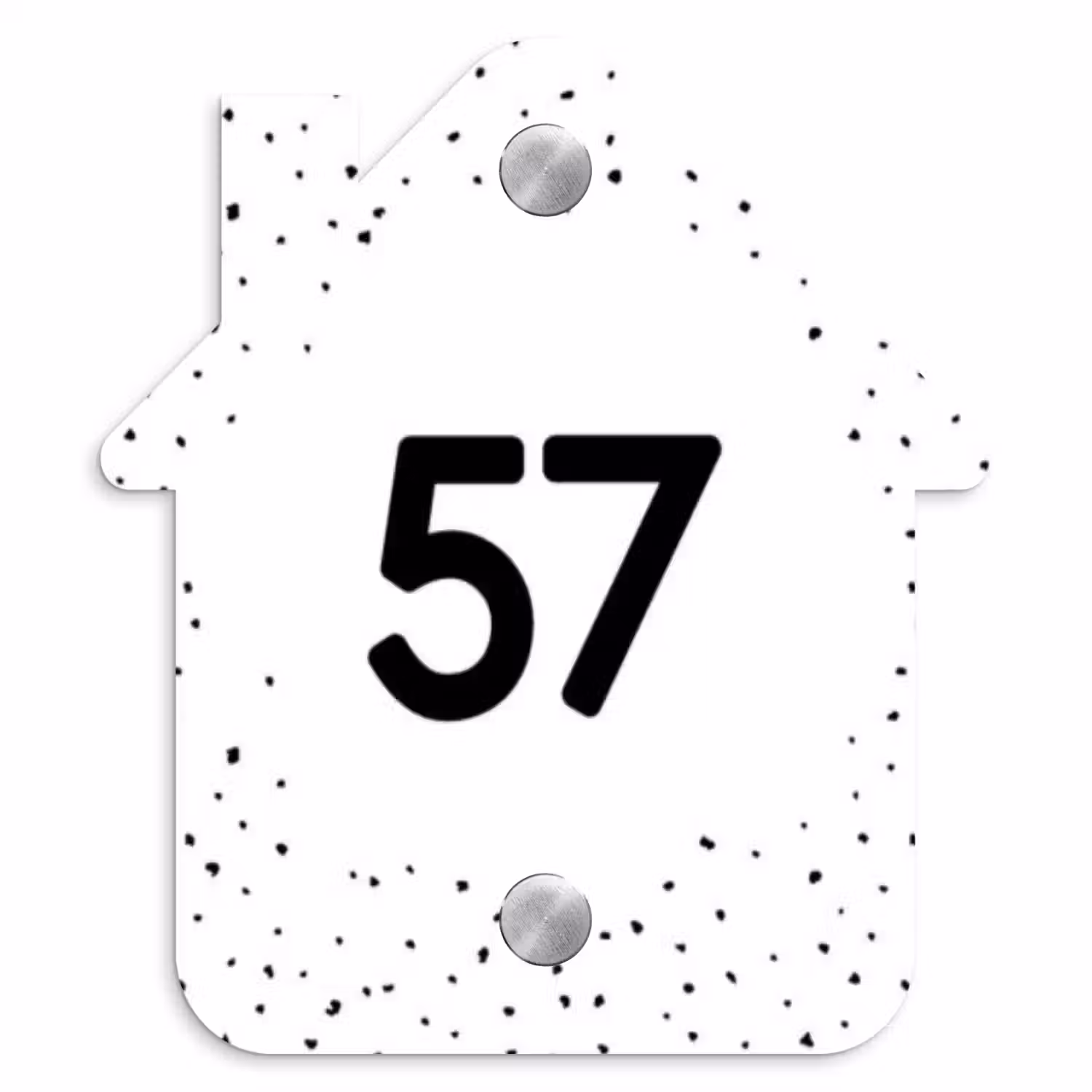 Wit met stippen - Traditioneel Naambord Huisje klein -3d