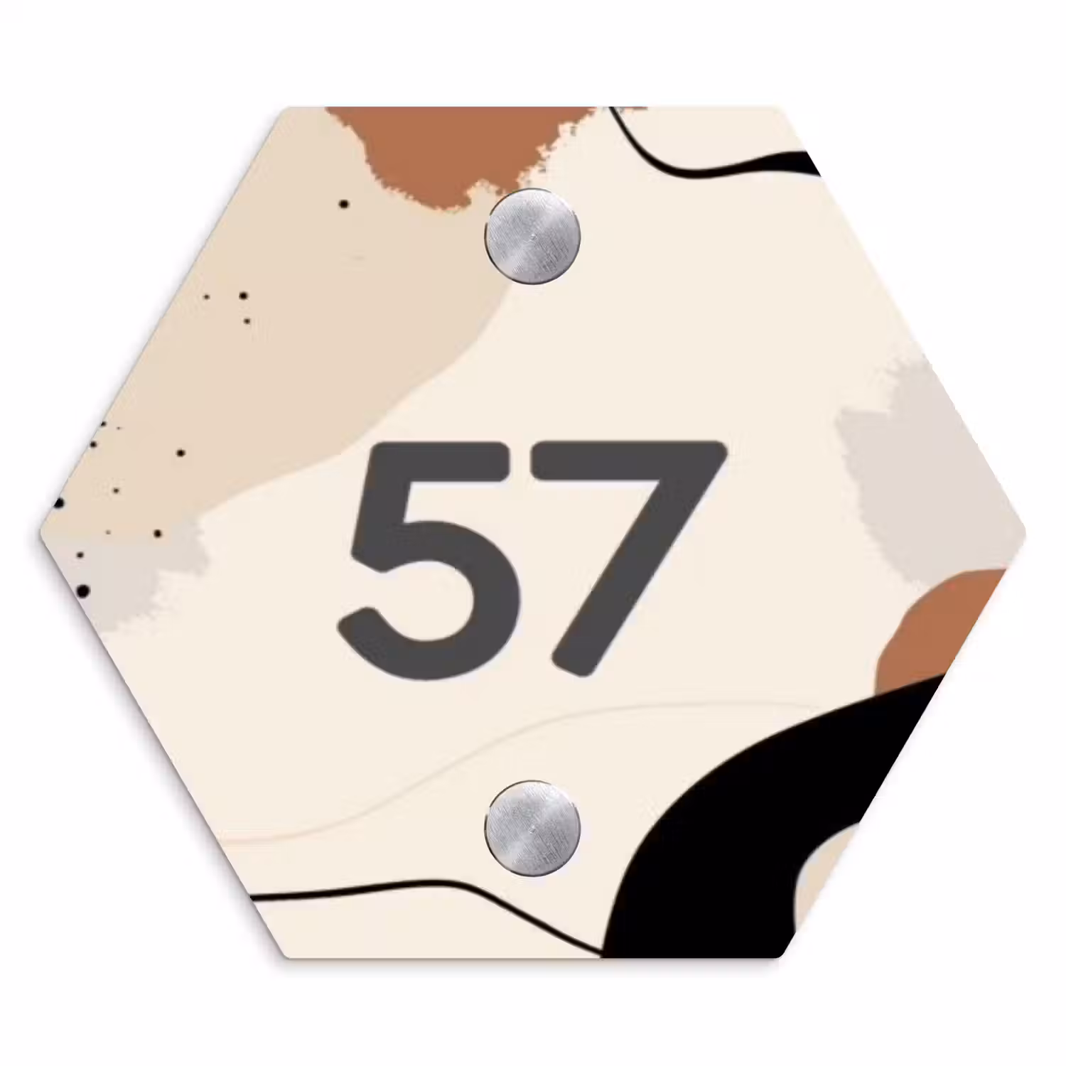 Abstract - Verfspetters - Traditioneel Naambord Hexagon klein -3d