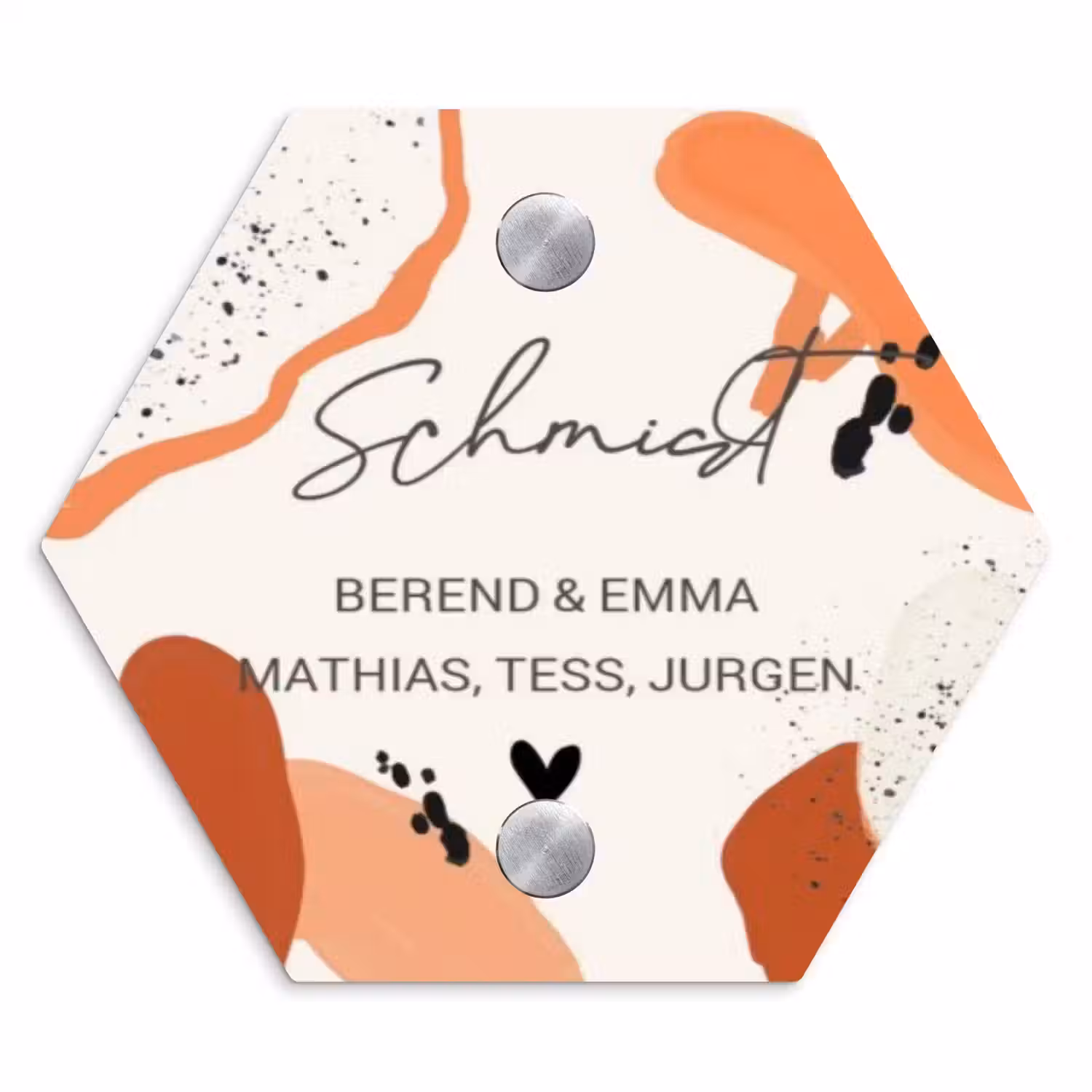 Abstract oranje - Sierlijk Naambord Hexagon klein -3d