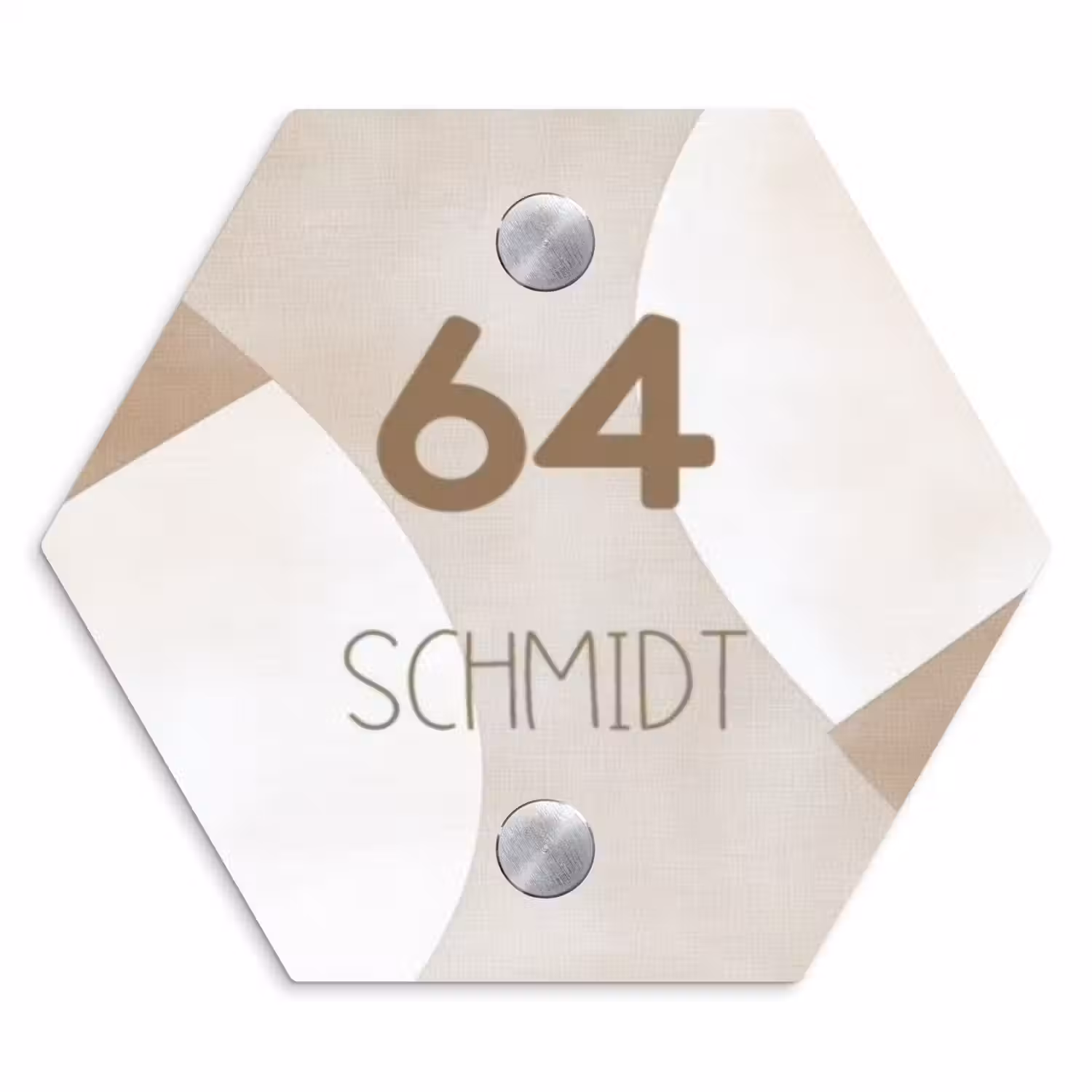 Abstract beige - Modern Naambord Hexagon klein -3d