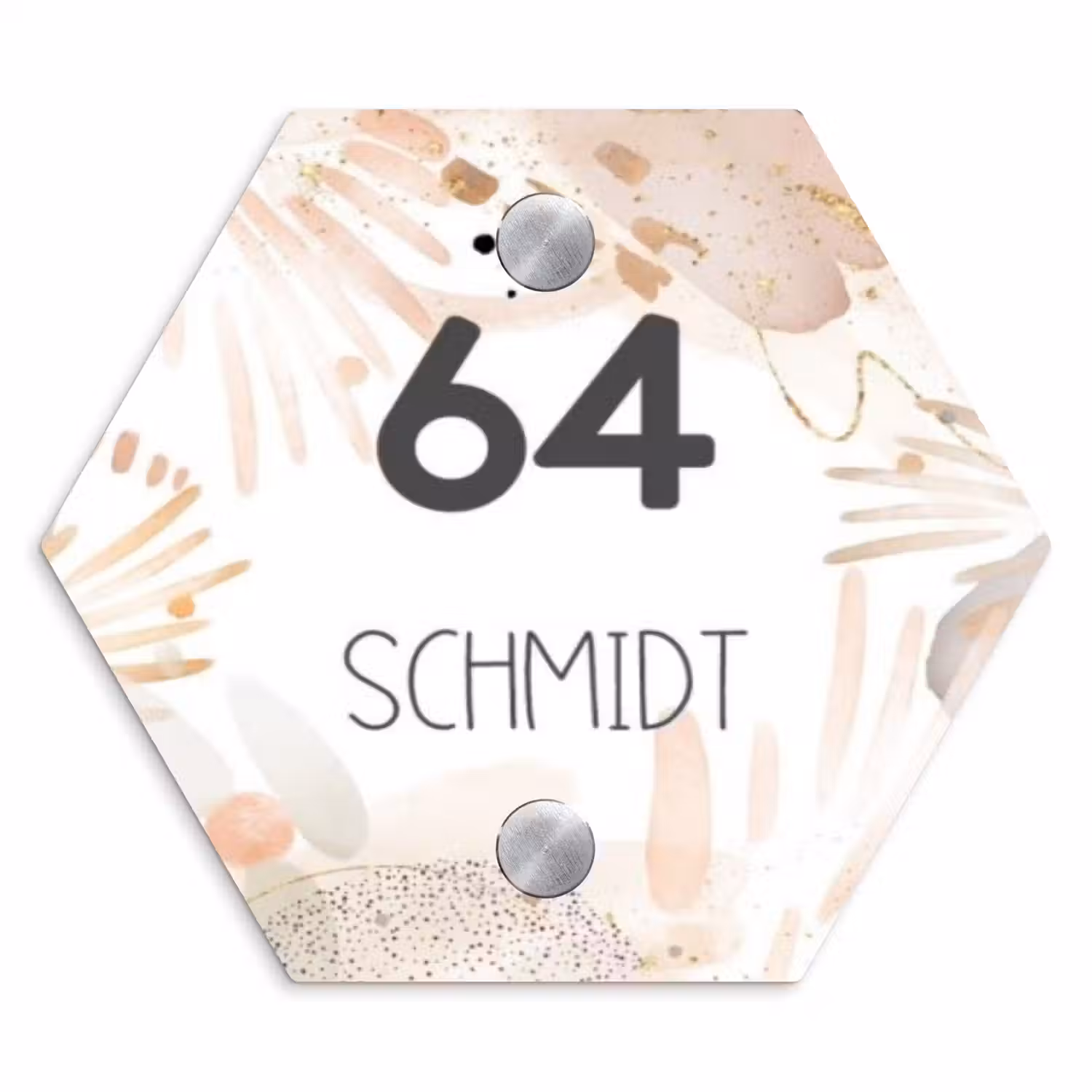 Abstract beige - Modern Naambord Hexagon klein -3d