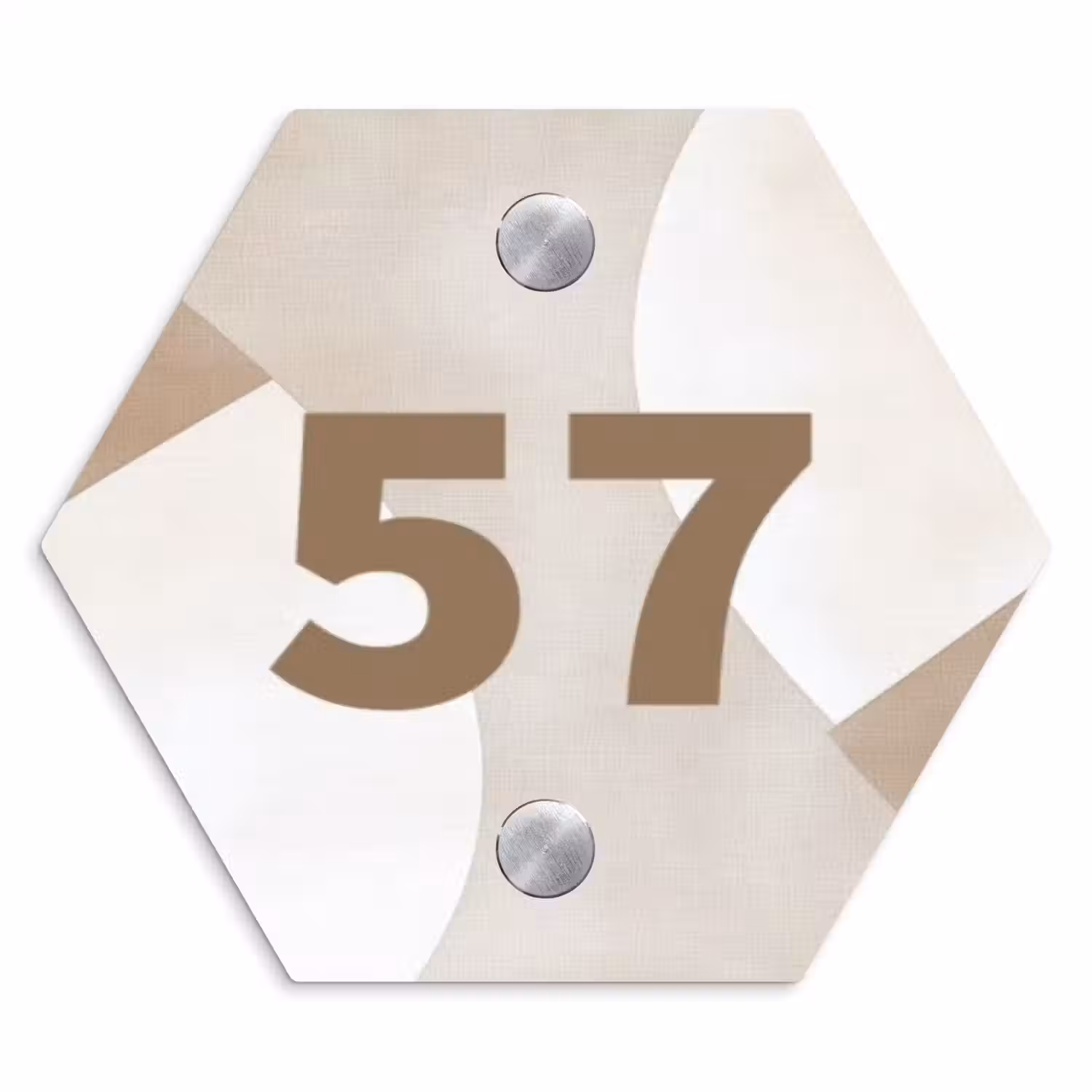 Abstract beige - Traditioneel Naambord Hexagon klein -3d