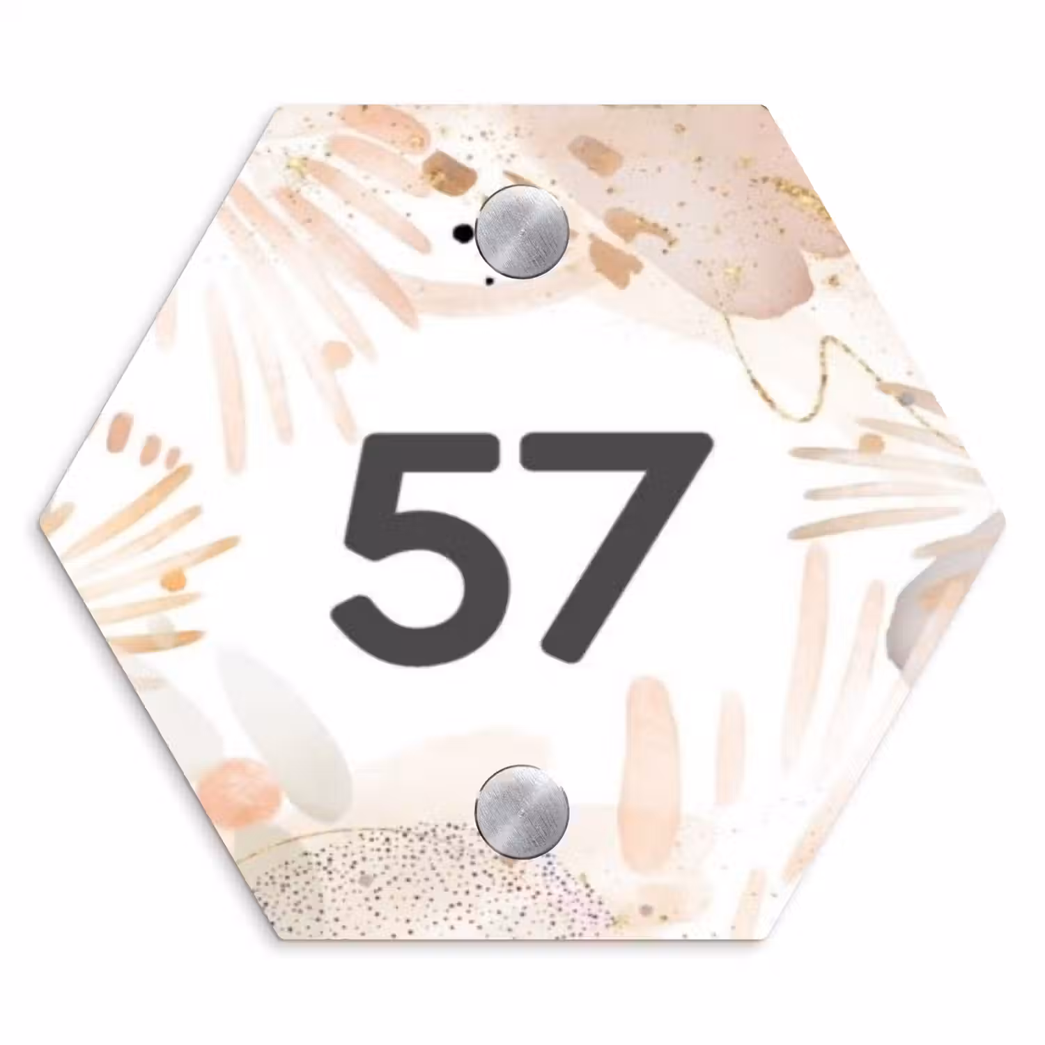 Abstract beige - Traditioneel Naambord Hexagon klein -3d