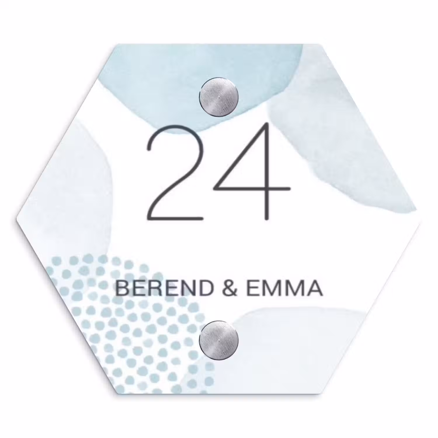 Abstract blauw - Klassiek Naambord Hexagon klein -3d