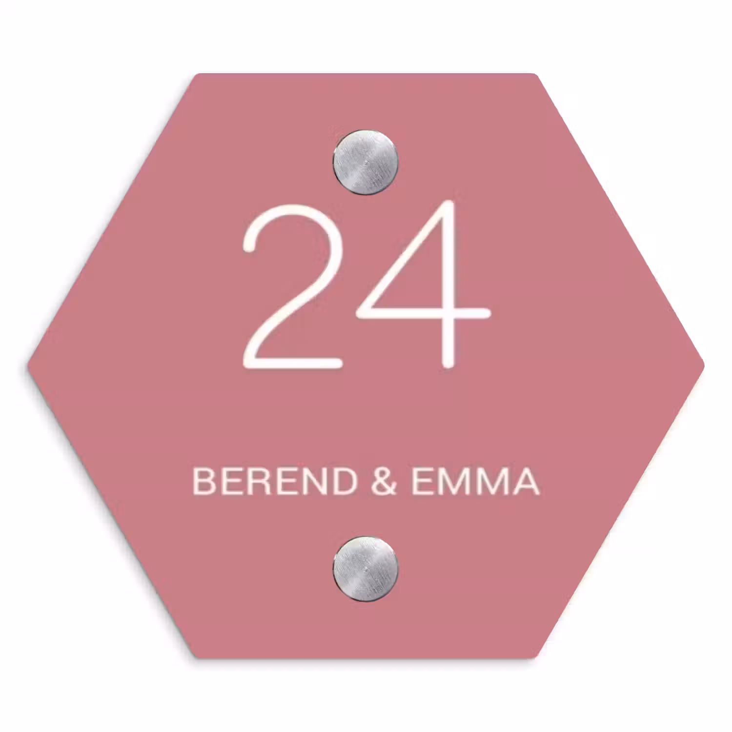 Oudroze - Klassiek Naambord Hexagon klein -3d