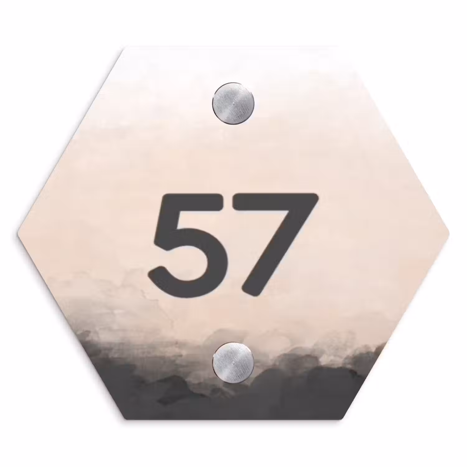 Aquarel - Beige - Traditioneel Naambord Hexagon klein -3d