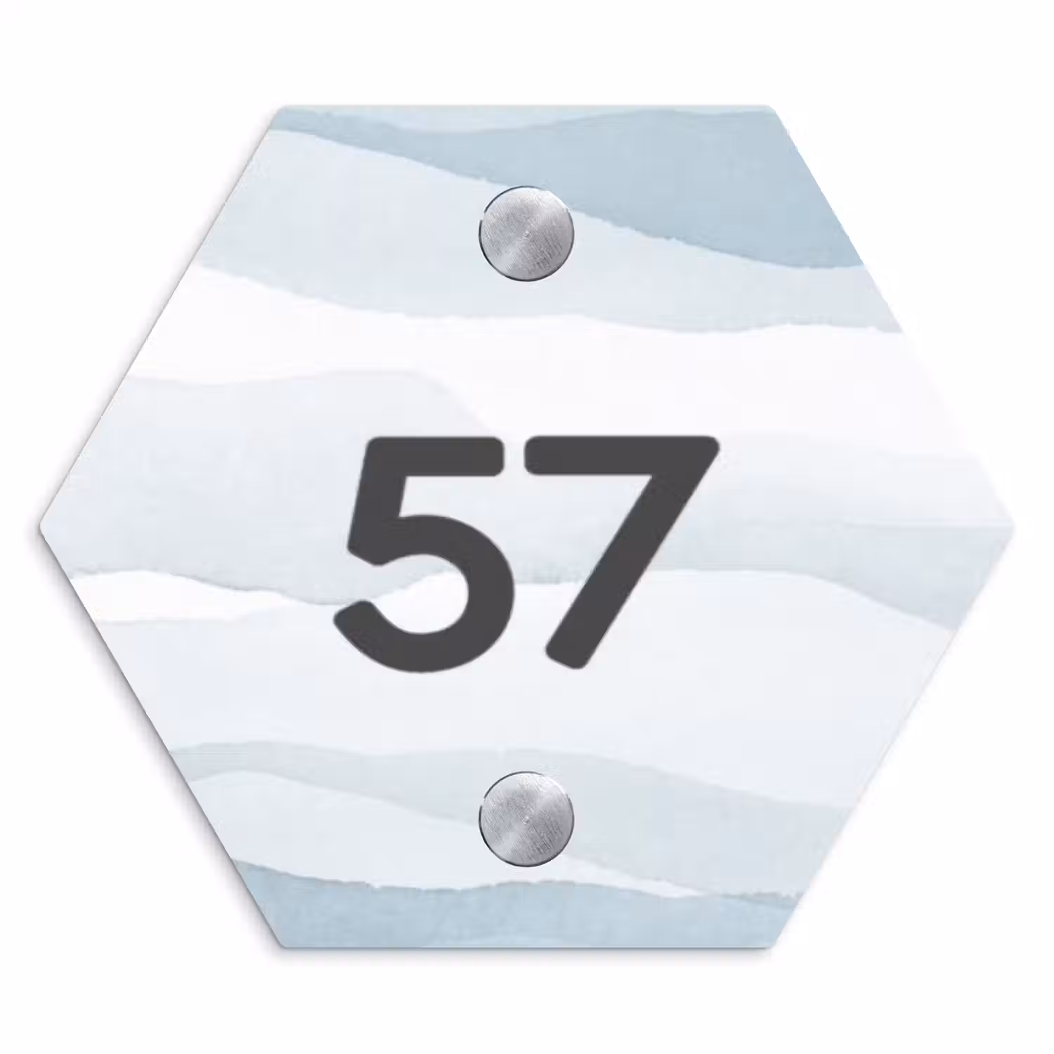 Aquarel - Blauw - Traditioneel Naambord Hexagon klein -3d