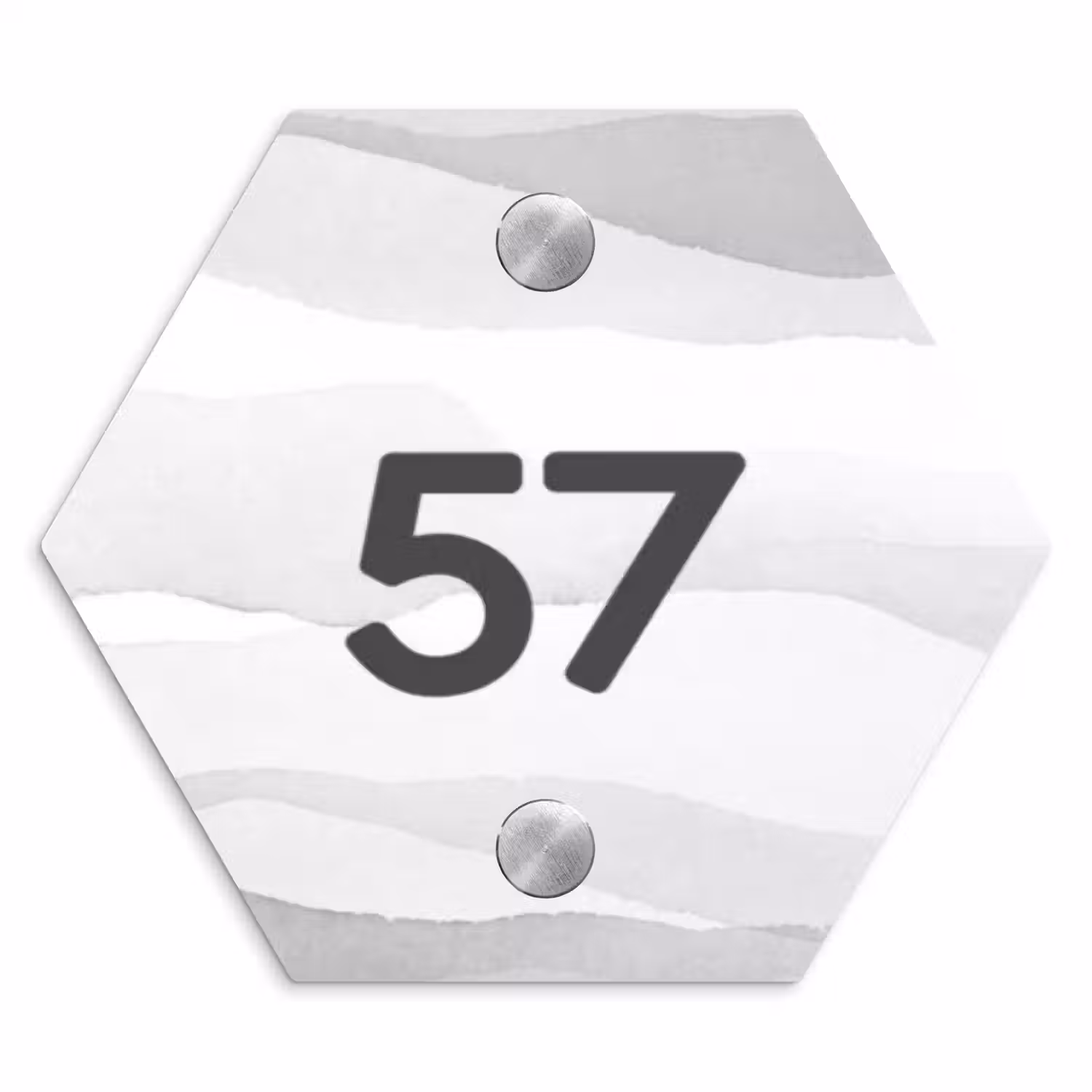 Aquarel - Grijs - Traditioneel Naambord Hexagon klein -3d