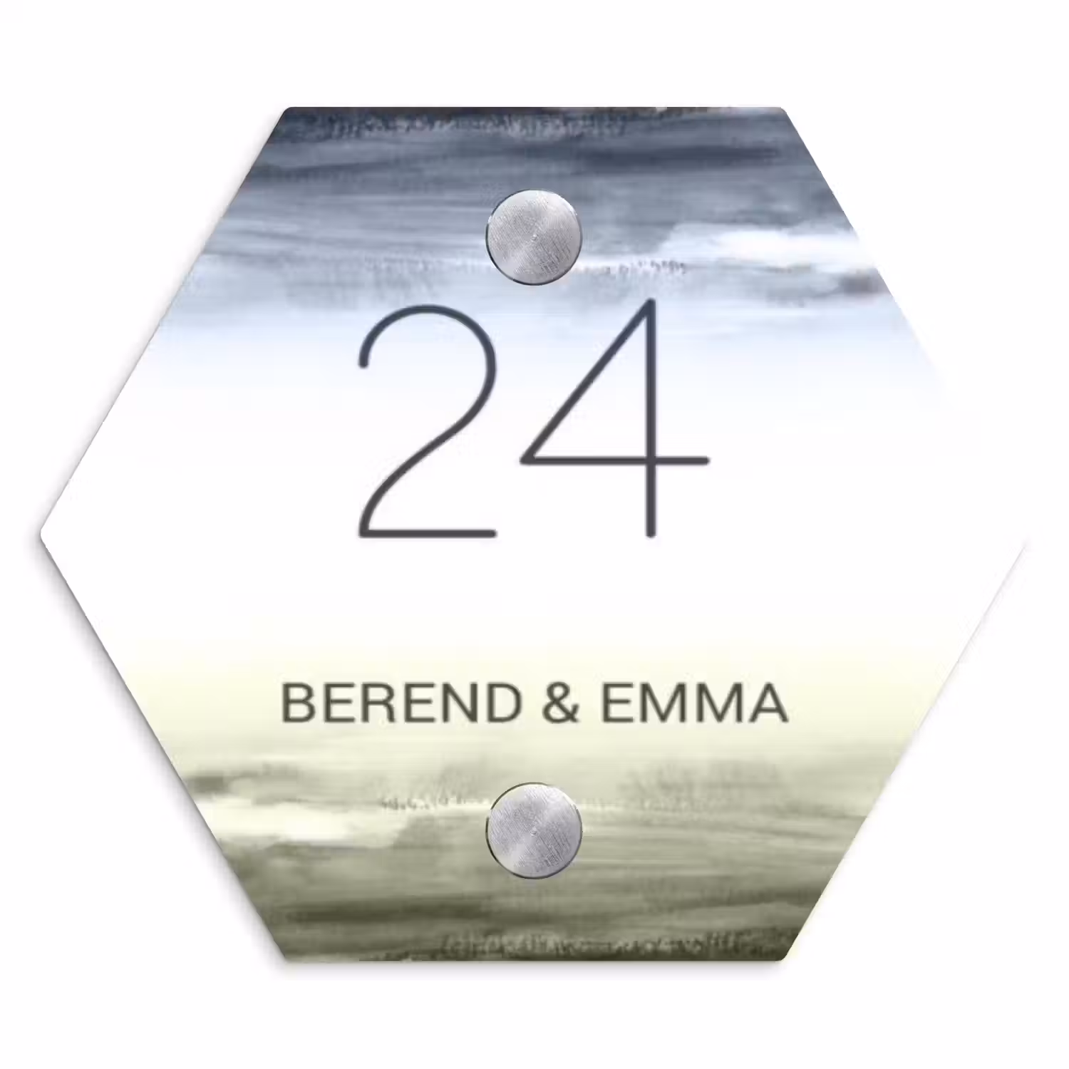 Aquarelachtergrond - Klassiek Naambord Hexagon klein -3d