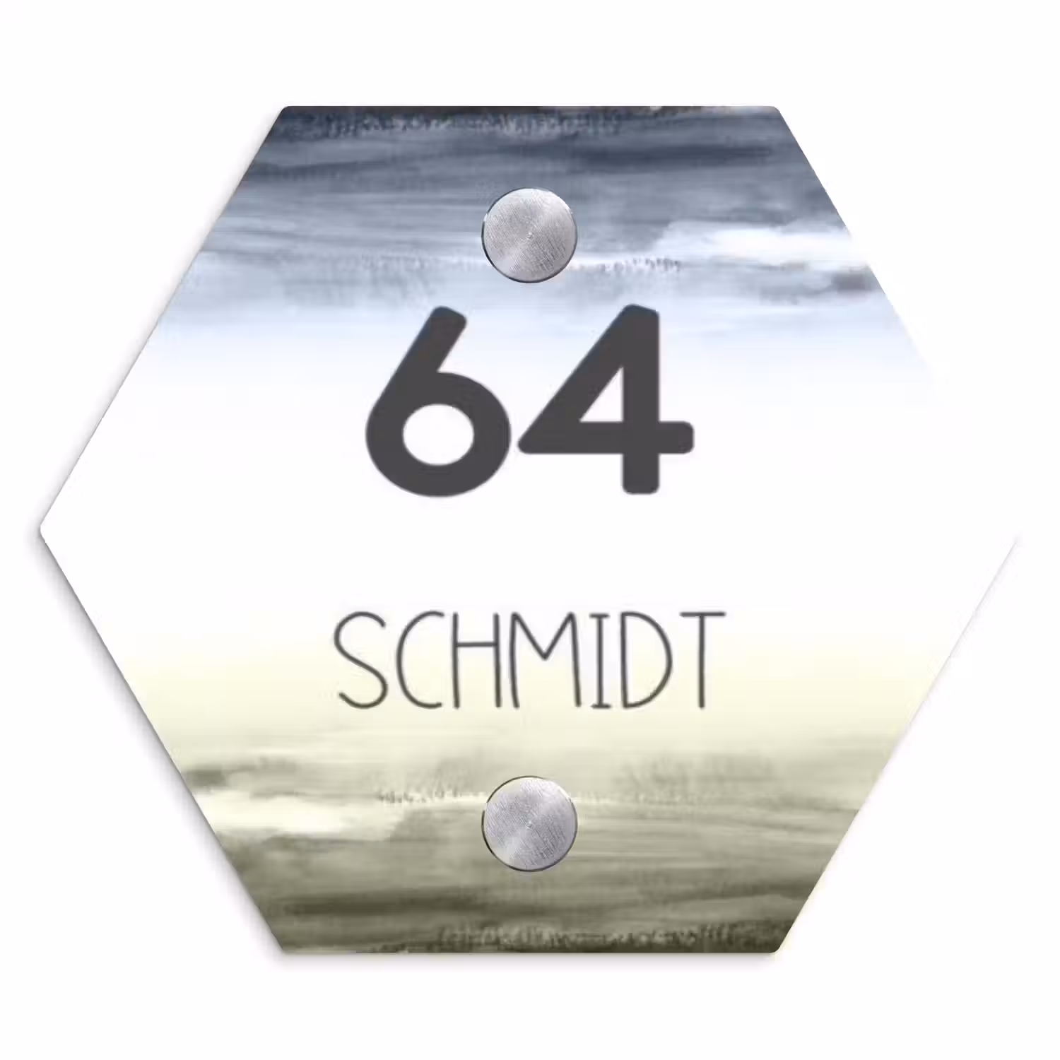 Aquarelachtergrond - Modern Naambord Hexagon klein -3d