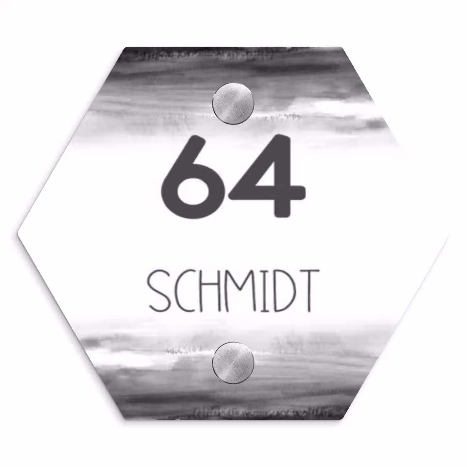 Aquarel - Zwart wit - Modern Naambord Hexagon klein -3d