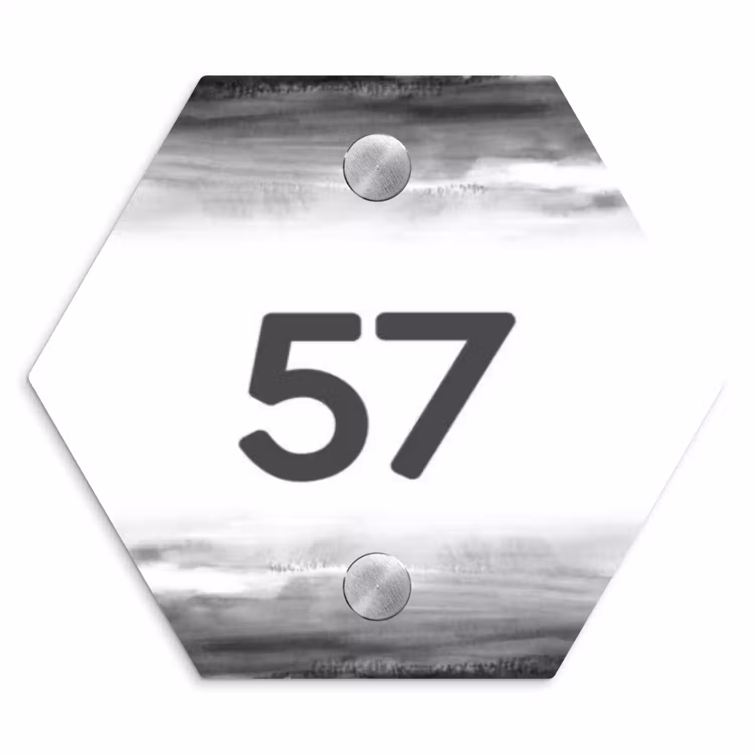 Aquarel - Zwart wit - Traditioneel Naambord Hexagon klein -3d