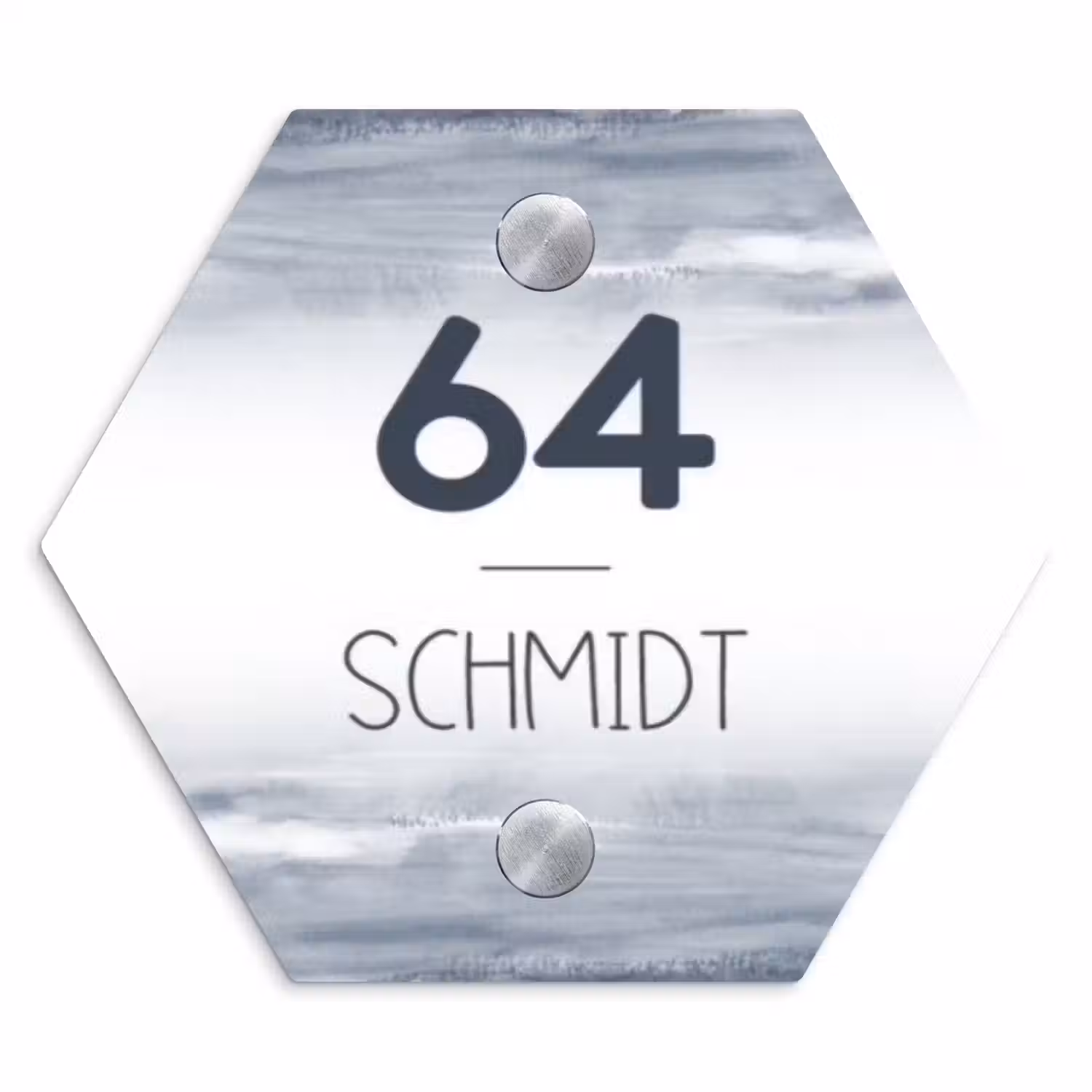 Aquarelstreken - Modern Naambord Hexagon klein -3d
