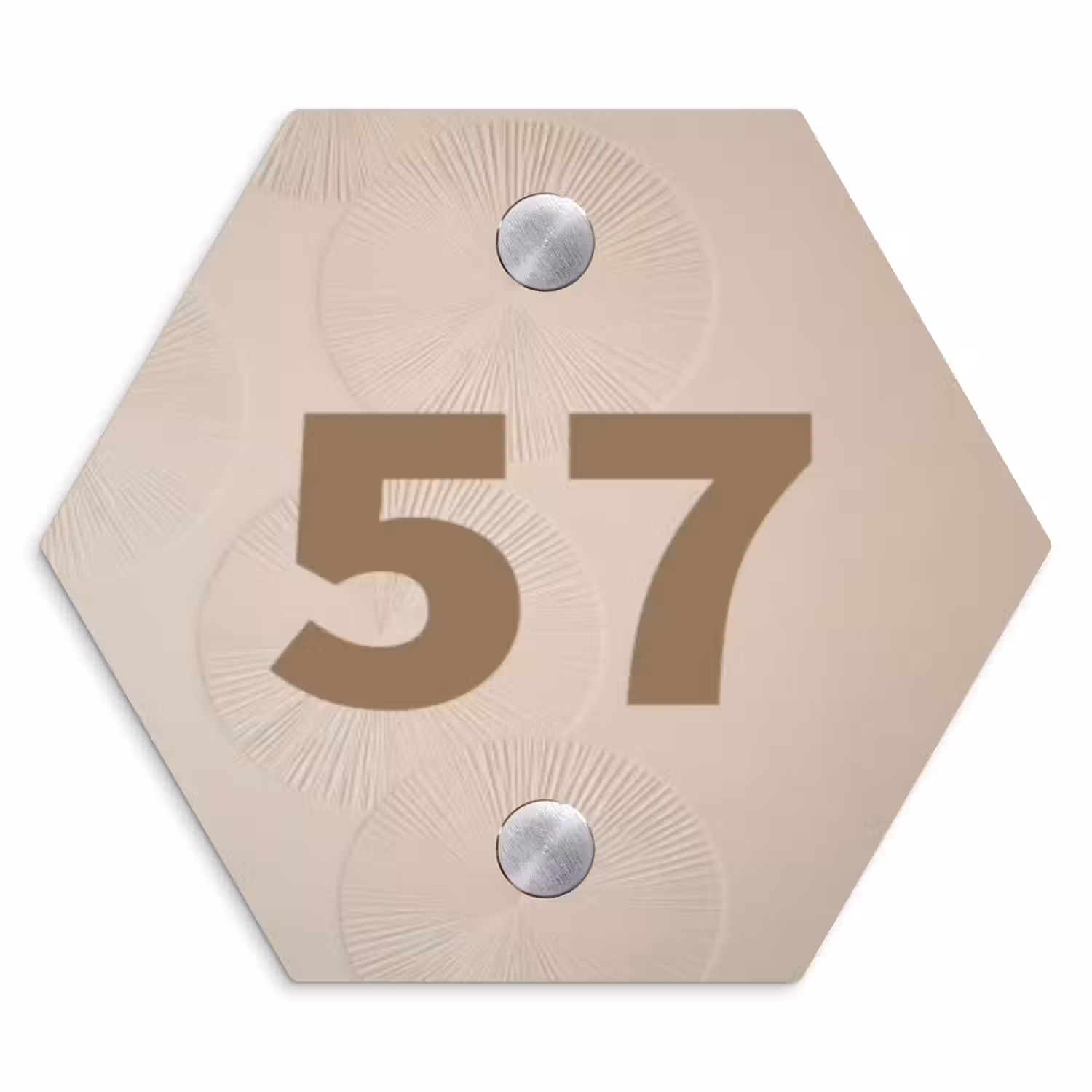 Beige reliëf lijnen - Traditioneel Naambord Hexagon klein -3d