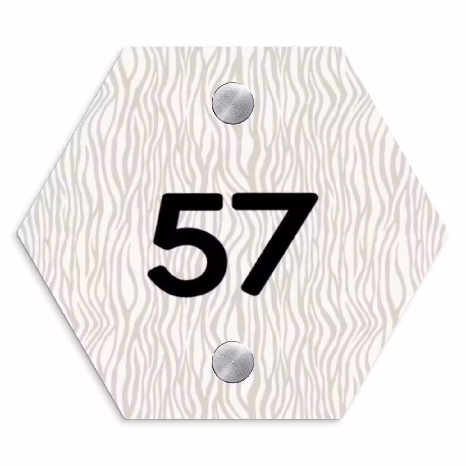 Beige golvende strepen - Traditioneel Naambord Hexagon klein -3d