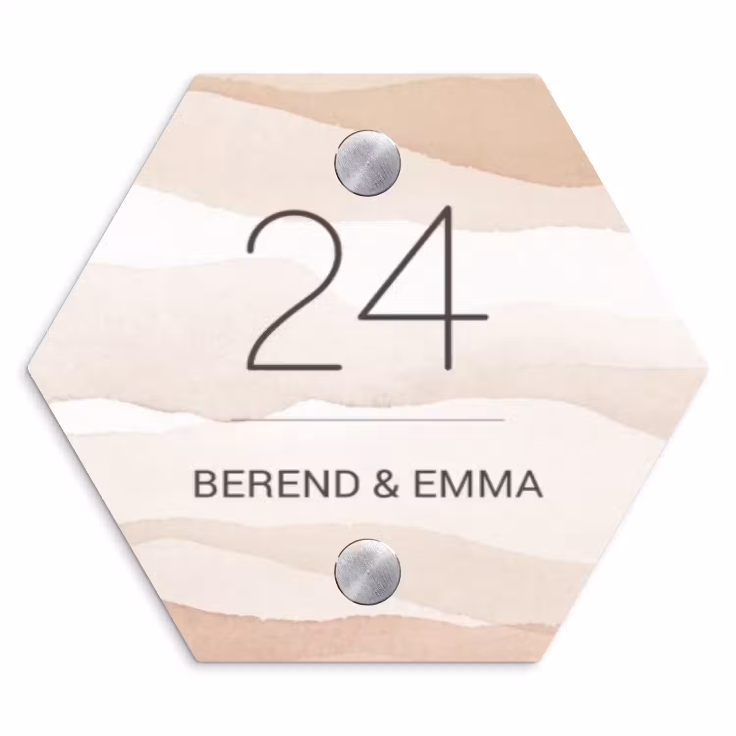 Beige lagen - Klassiek Naambord Hexagon klein -3d
