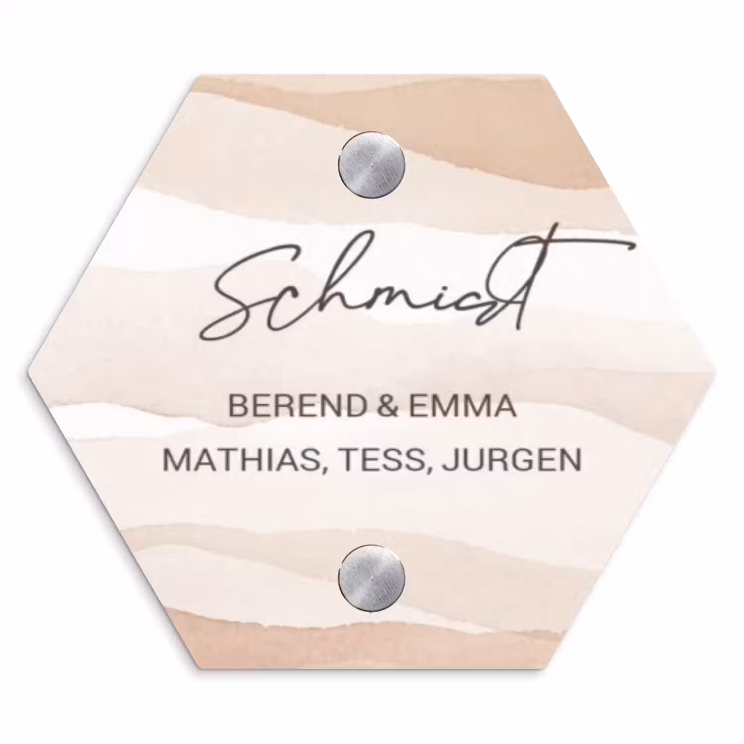 Beige lagen - Sierlijk Naambord Hexagon klein -3d