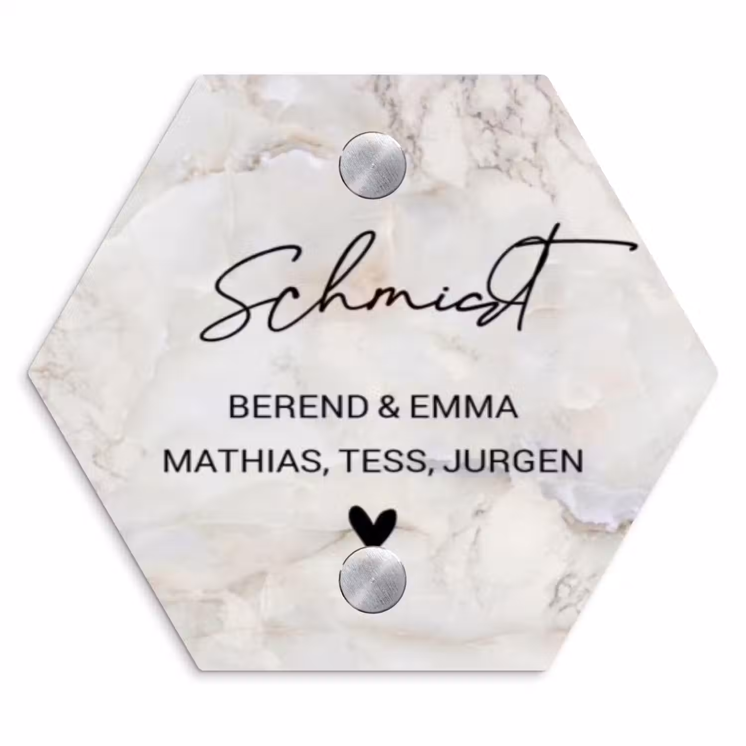 Beige marmer - Sierlijk Naambord Hexagon klein -3d