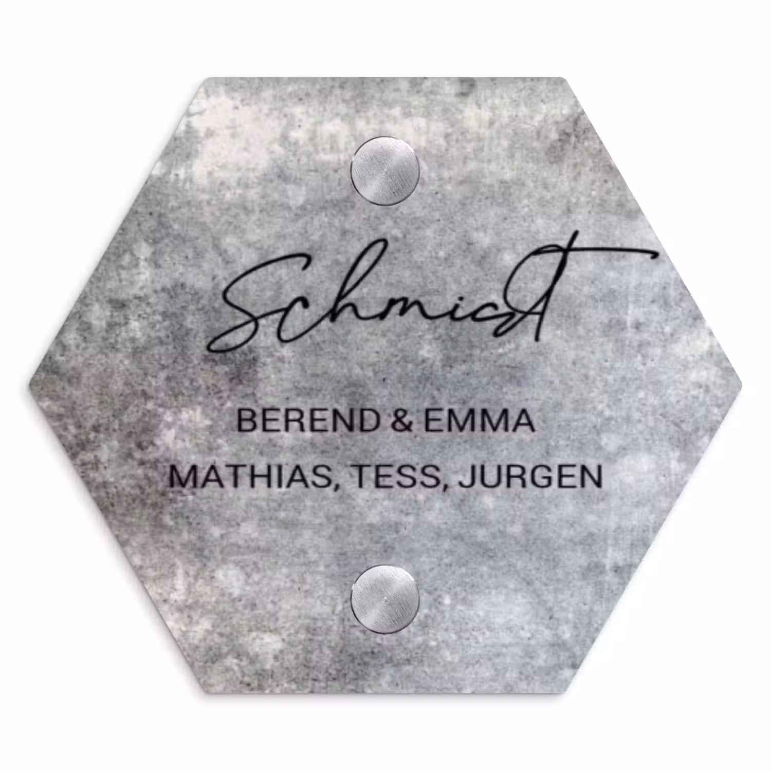 Beton - Sierlijk Naambord Hexagon klein -3d