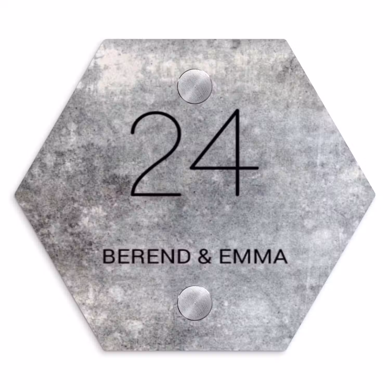 Beton - Klassiek Naambord Hexagon klein -3d