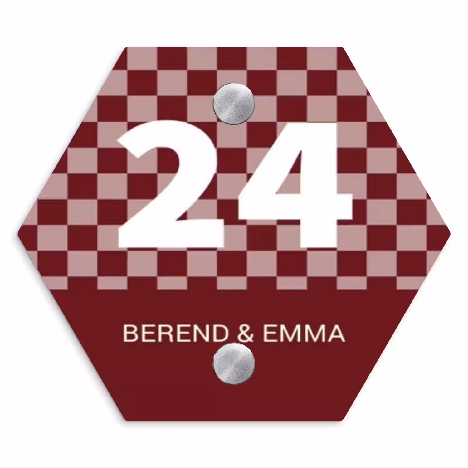 Bordeaux - Blokjes - Klassiek Naambord Hexagon klein -3d