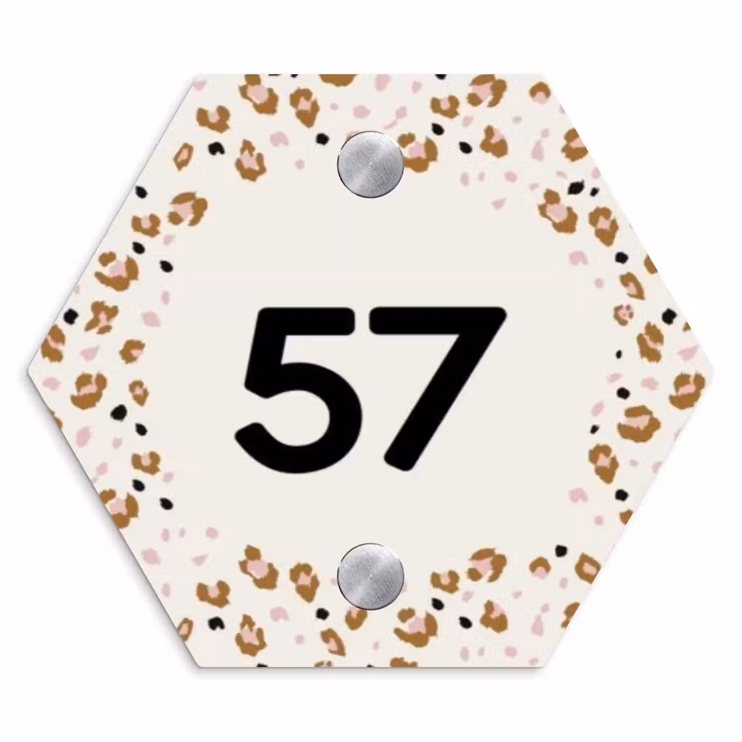 Panterprint rand - Traditioneel Naambord Hexagon klein -3d